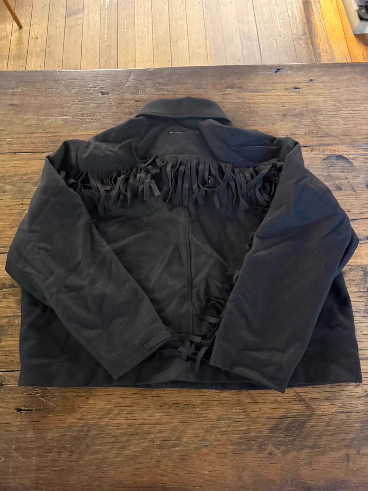 MM6 MM6 16FW Black Fringed Wool Coat Ｑ25 Size US XS / EU 42 / 0 - 2 Thumbnail