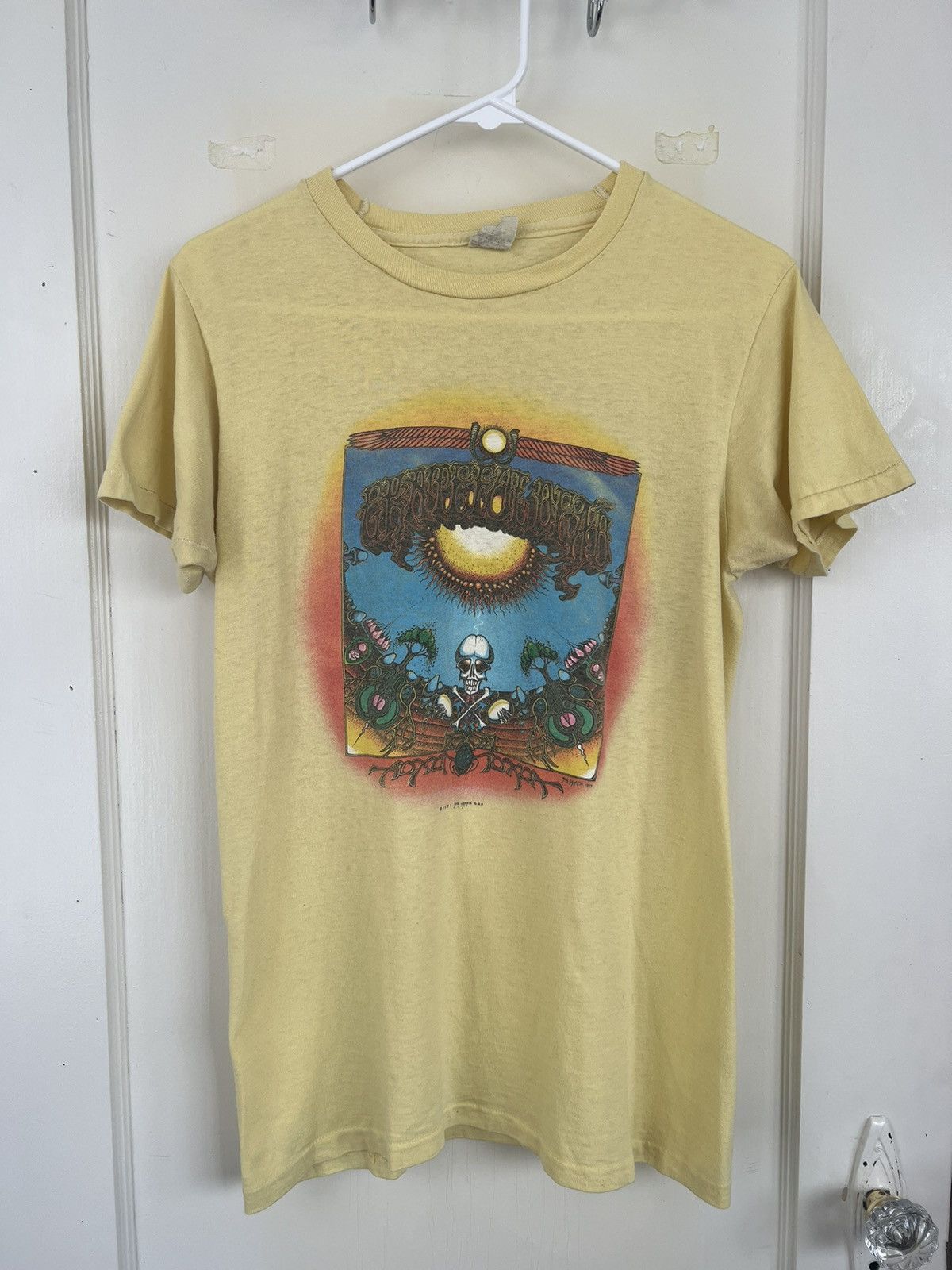 image of Vintage 1982 Grateful Dead Tee in Yellow, Men's (Size Small)