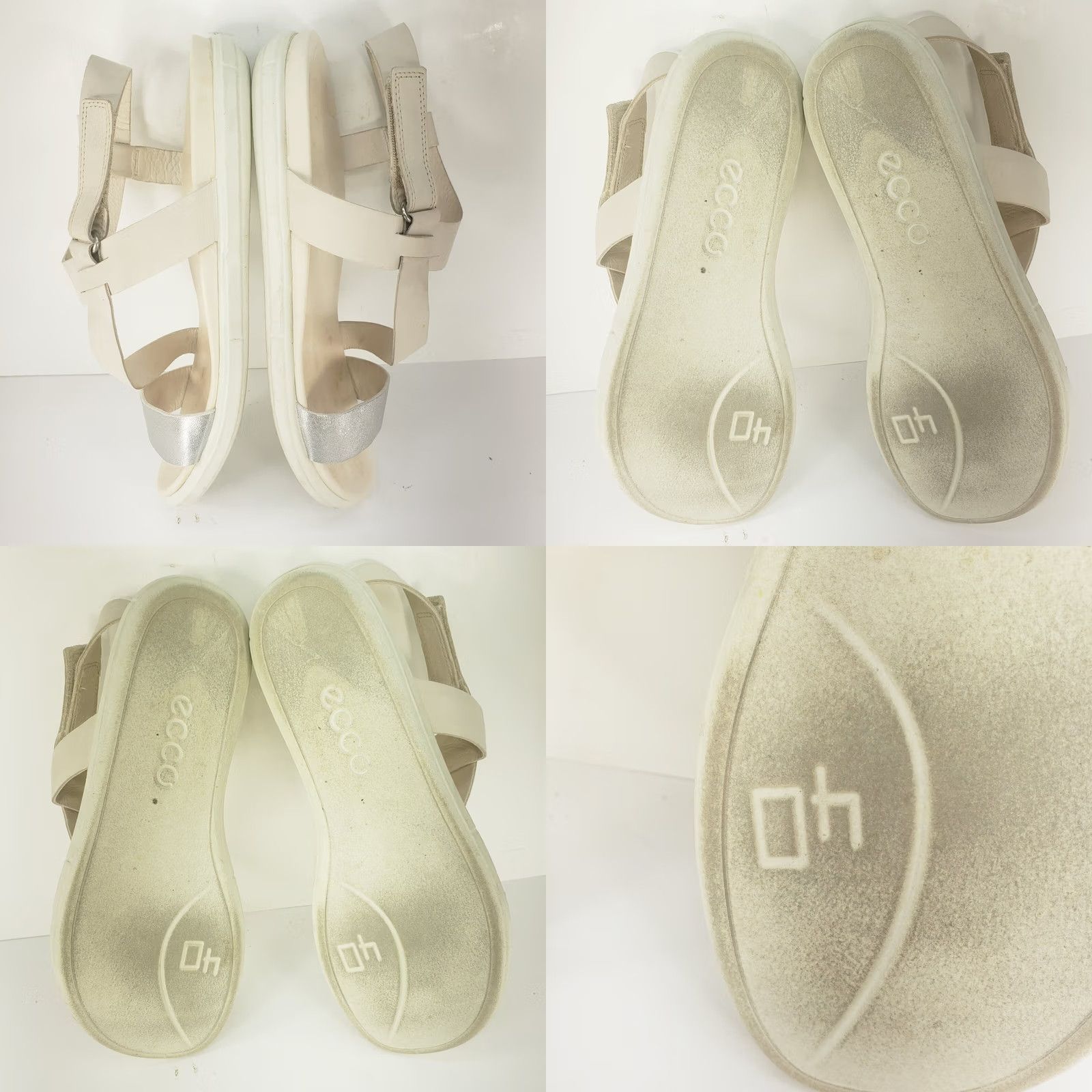 Ecco ECCO Simpil Sandal Womens 9-9.5 Beige Leather Silver Crossover Ankle Strap Low Heel SS Casual Dress Mid-High Approval Ladies 40 Sandal NICE Size US 9.5 / IT 39.5 - 8 Thumbnail