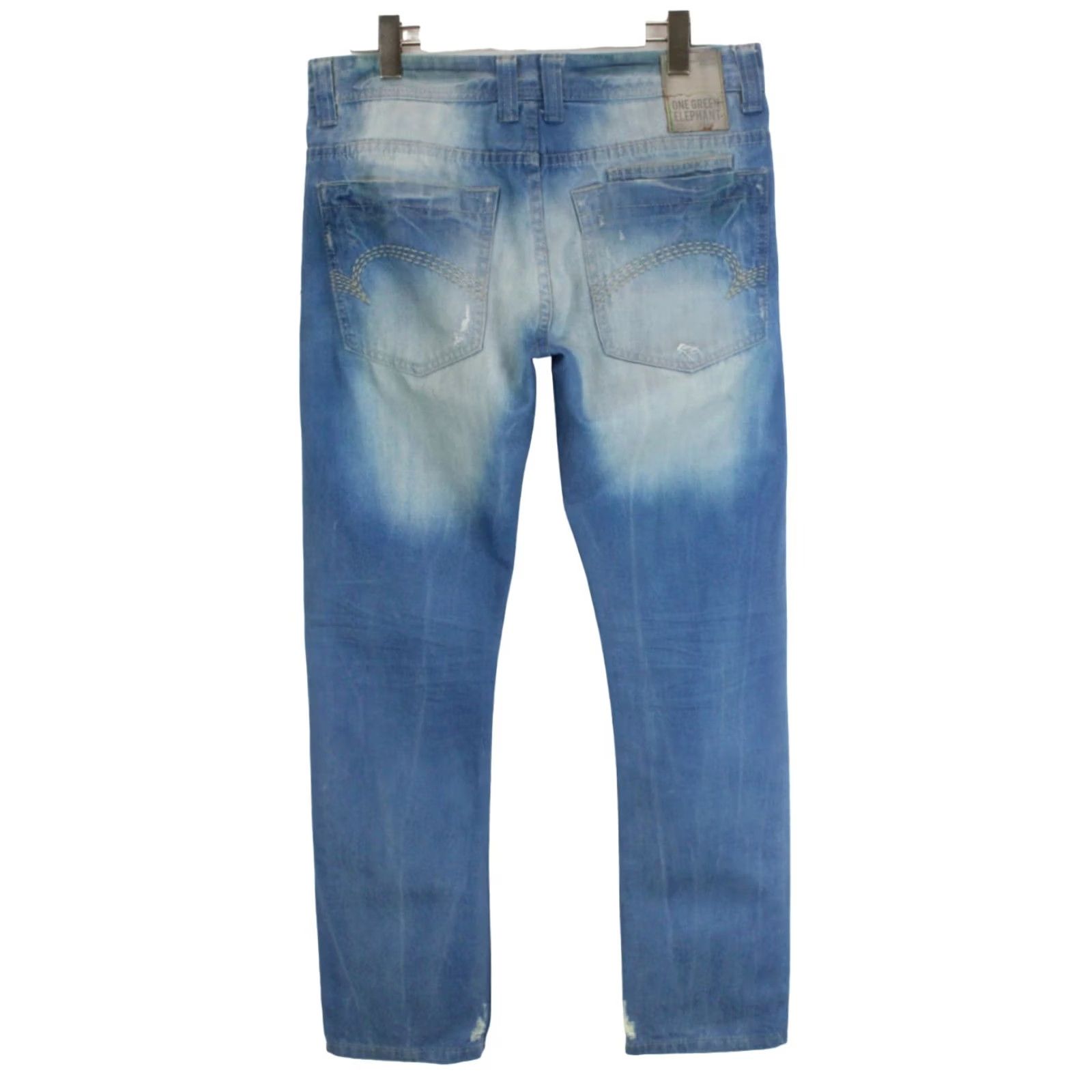 Vintage ONE GREEN ELEPHANT Chico Jeans Men's W34/L34 Ripped Distressed Button Blue Size US 34 / EU 50 - 2 Thumbnail
