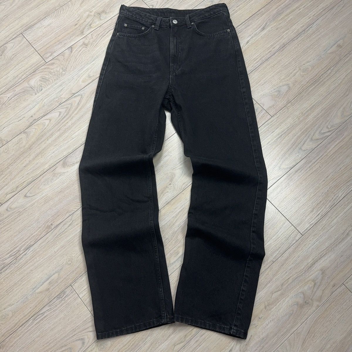 Other Rare Weekday Rowe Extra High Straight Black Denim Jeans Size US 30 / EU 46 - 4 Thumbnail