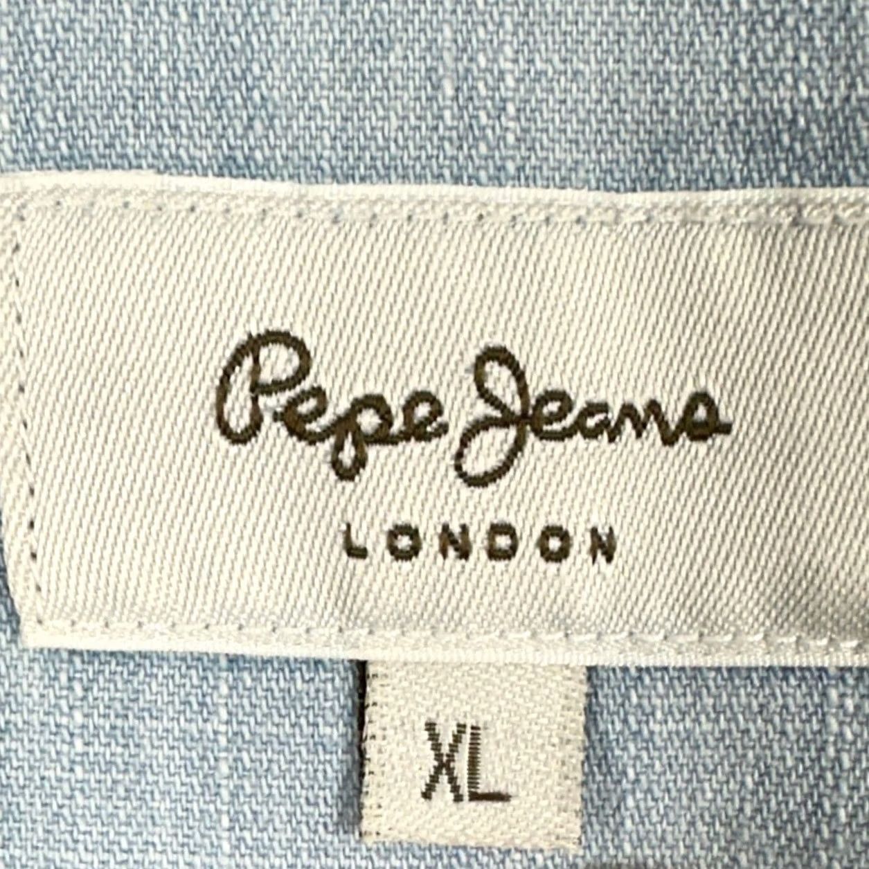 Pepe Jeans Pepe Jeans Shirt Denim Pearl Snap Button Up Mens XL Blue Flap Pocket Regular Fit Size US XL / EU 56 / 4 - 4 Thumbnail