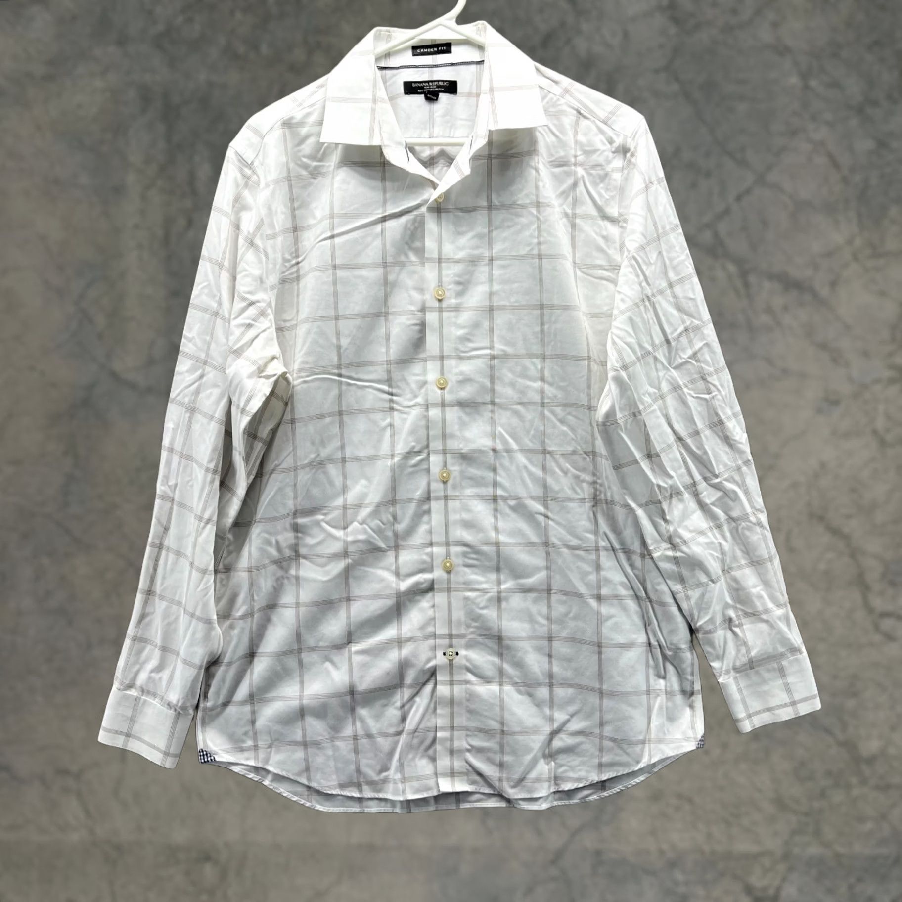 Banana Republic Banana Republic Shirt Men Medium White Glen Check Button Down Stretch Camden Size US M / EU 48-50 / 2 - 1 Thumbnail
