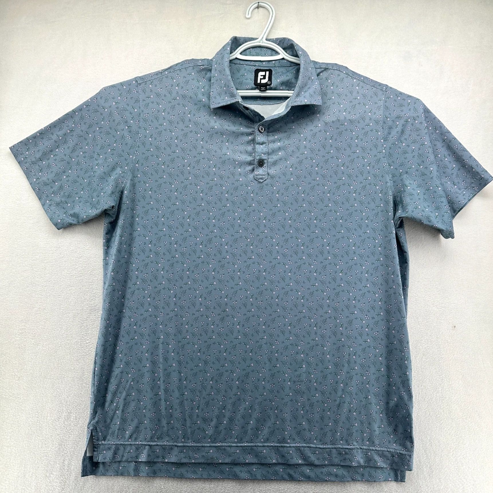 Footjoy FootJoy Polo Shirt Blue Men's XL Floral Golf Short Sleeve Collared Size US XL / EU 56 / 4 - 2 Thumbnail
