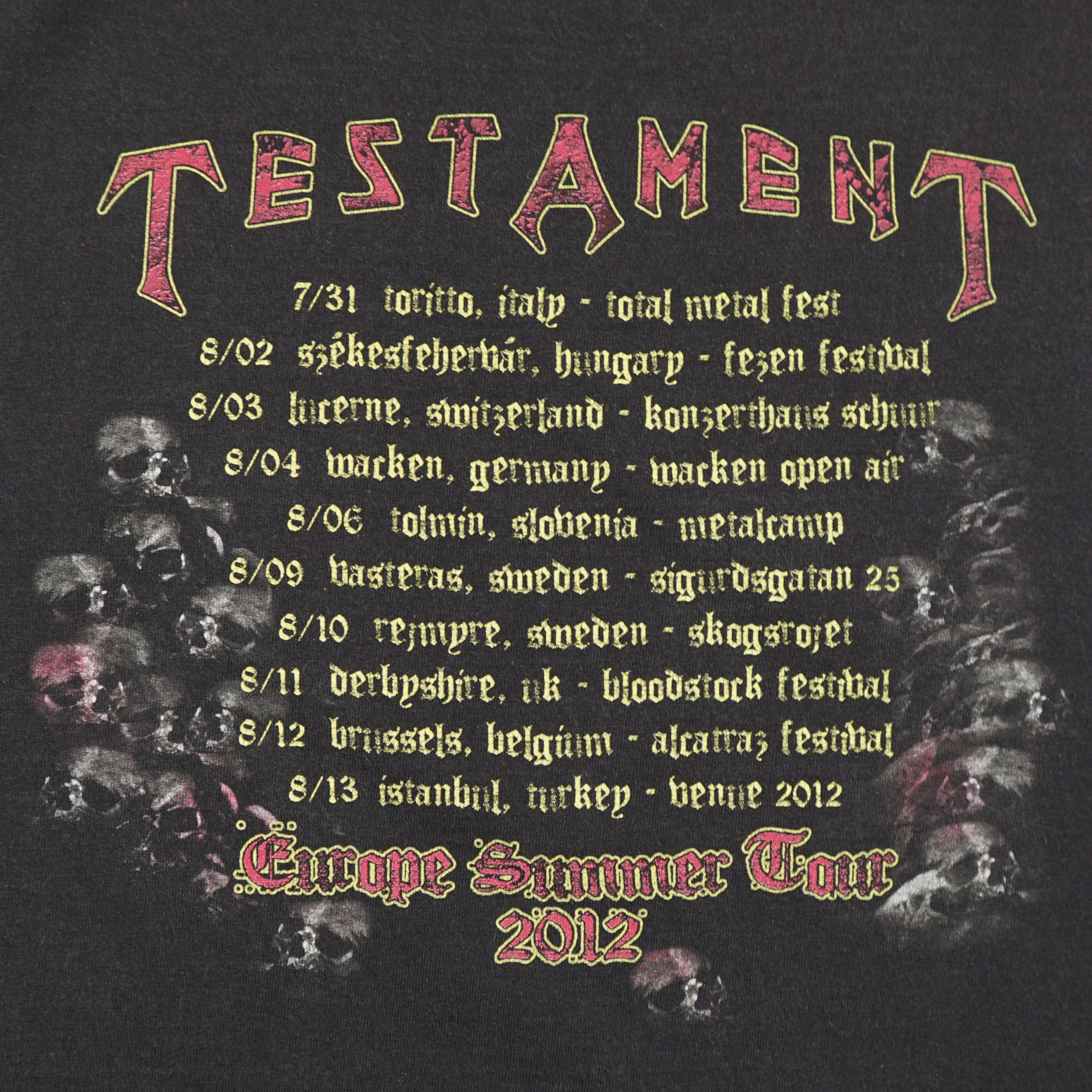 Band Tees × Vintage Vintage 2012 Testament Tour T-Shirt Size US M / EU 48-50 / 2 - 8 Thumbnail