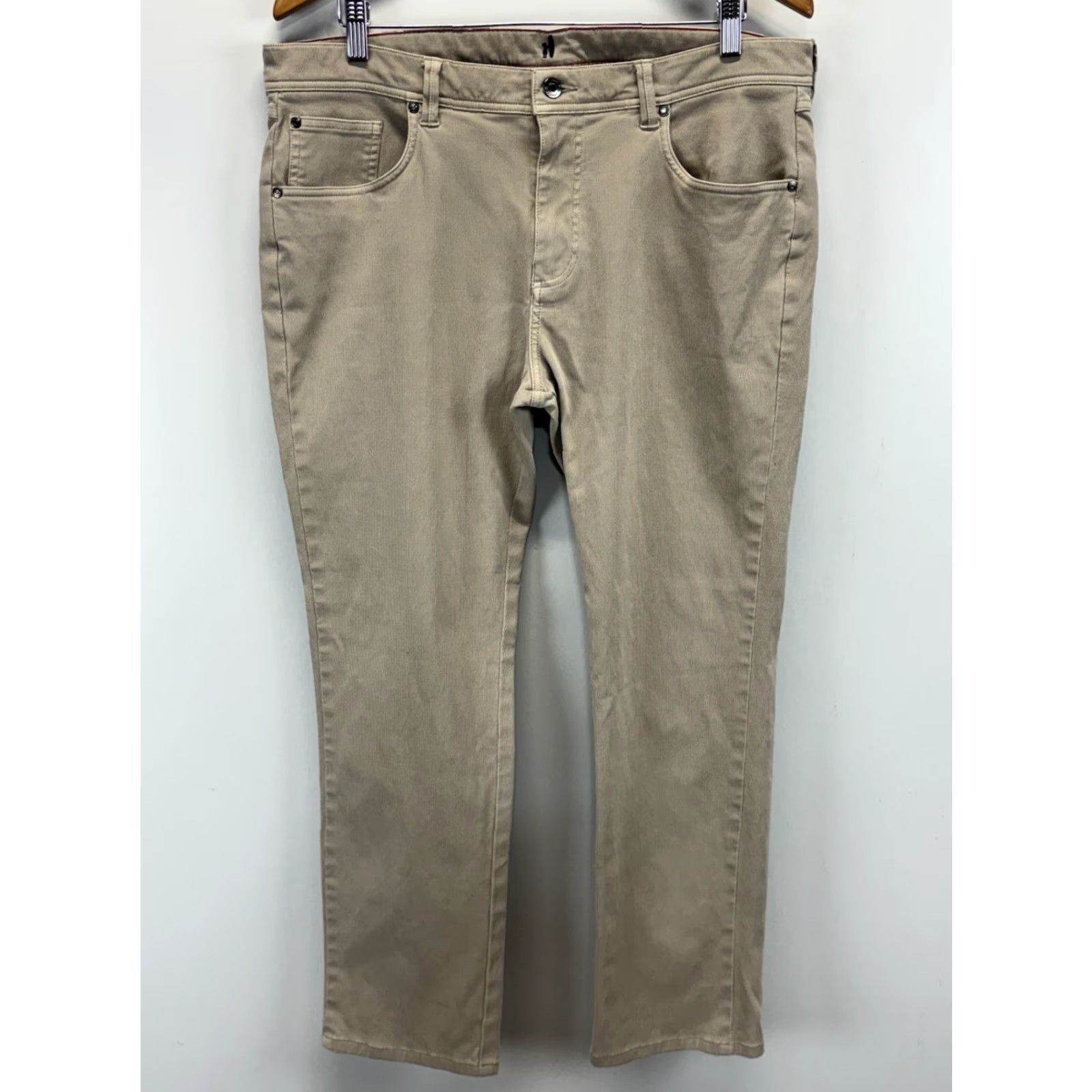 johnnie-O Johnnie O Pants 5-Pocket Corduroy Khaki Mens 36 Regular Flat Front Zip 28 Inseam Logo Comfort Size US 36 / EU 52 - 2 Thumbnail