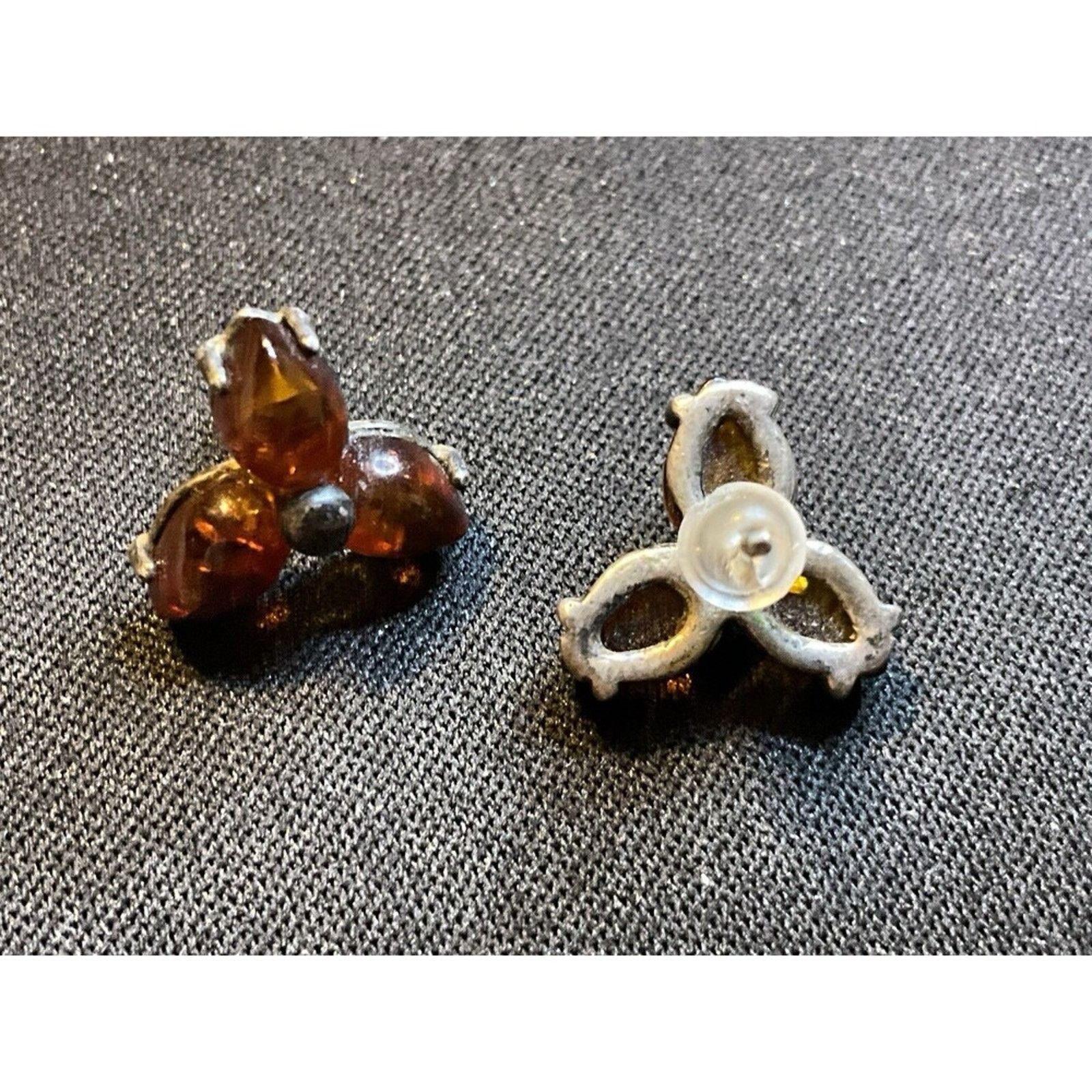 Other 925 Sterling Silver Amber Flower Post Earrings Size ONE SIZE - 4 Thumbnail