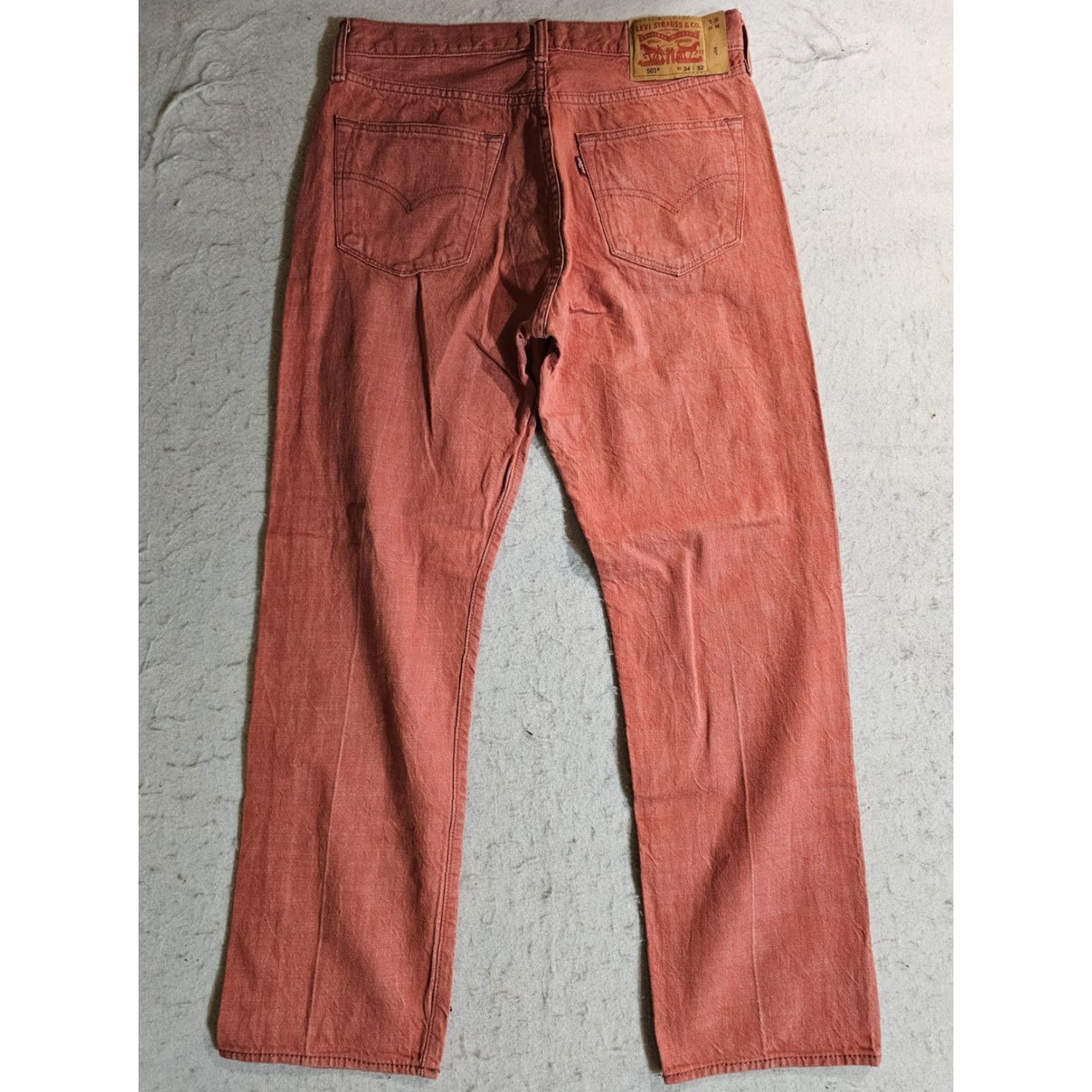 Levi's Levi's 501 Jeans Straight Leg Button Fly Salmon Mens Sz 34x32 Vintage 90s Retro Denim | Regular Fit | White Oak Cone | 5-Pocket | 501 Series Size US 34 / EU 50 - 4 Thumbnail