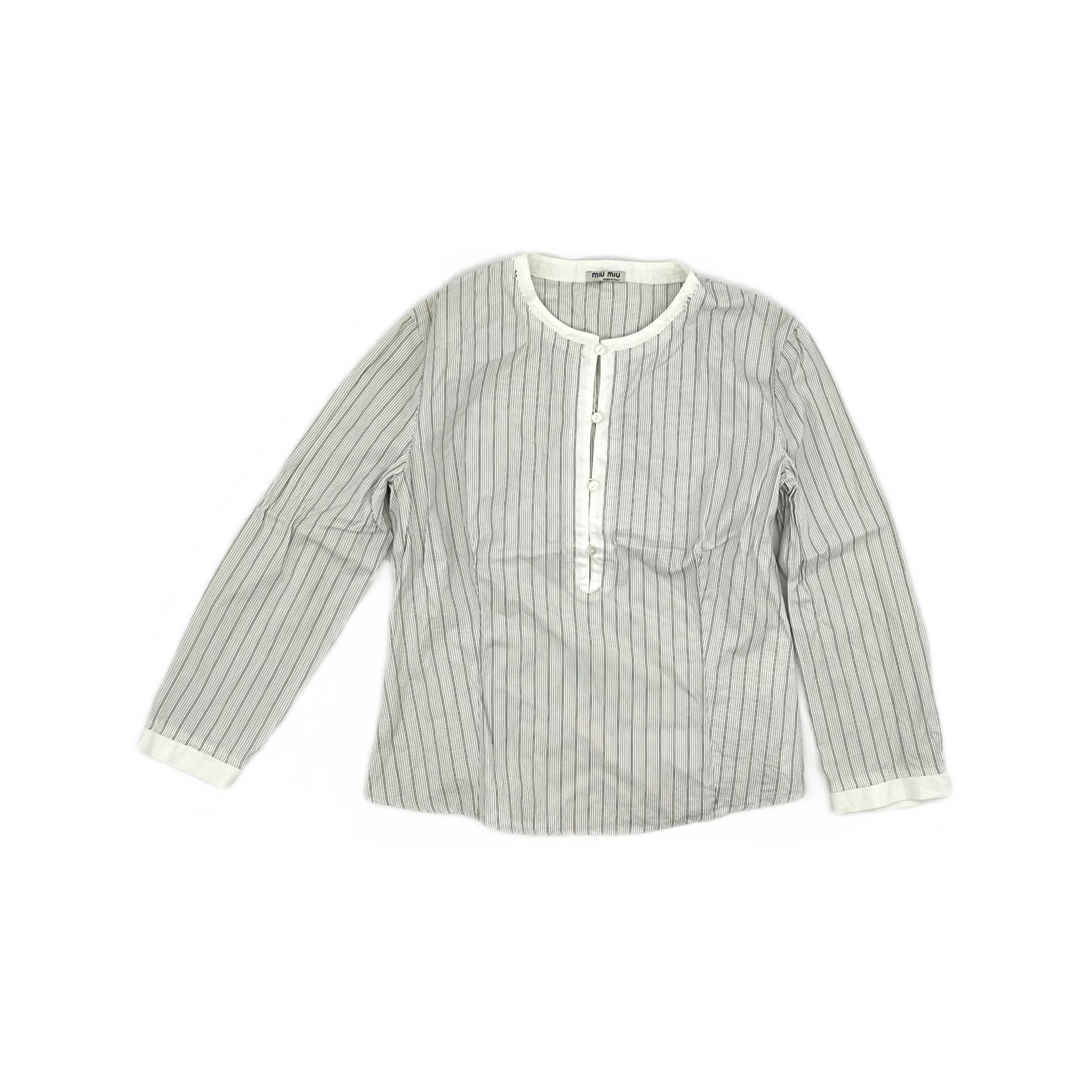Miu Miu Miu Miu Striped Cotton Button Up Shirt Size 42 Size M / US 6-8 / IT 42-44 - 1 Thumbnail