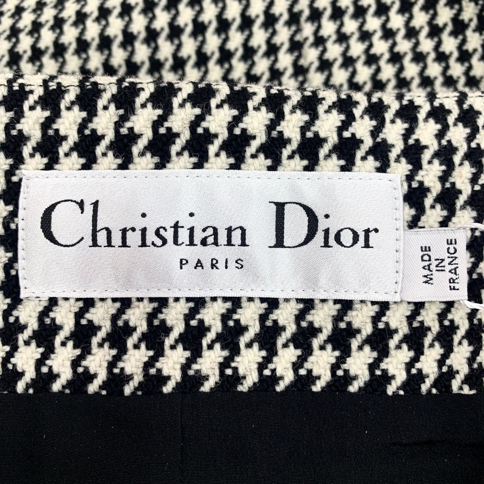 Dior Christian Dior Black Houndstooth Wool Off-Shoulder Double-Br Size XS / US 0-2 / IT 36-38 - 2 Thumbnail
