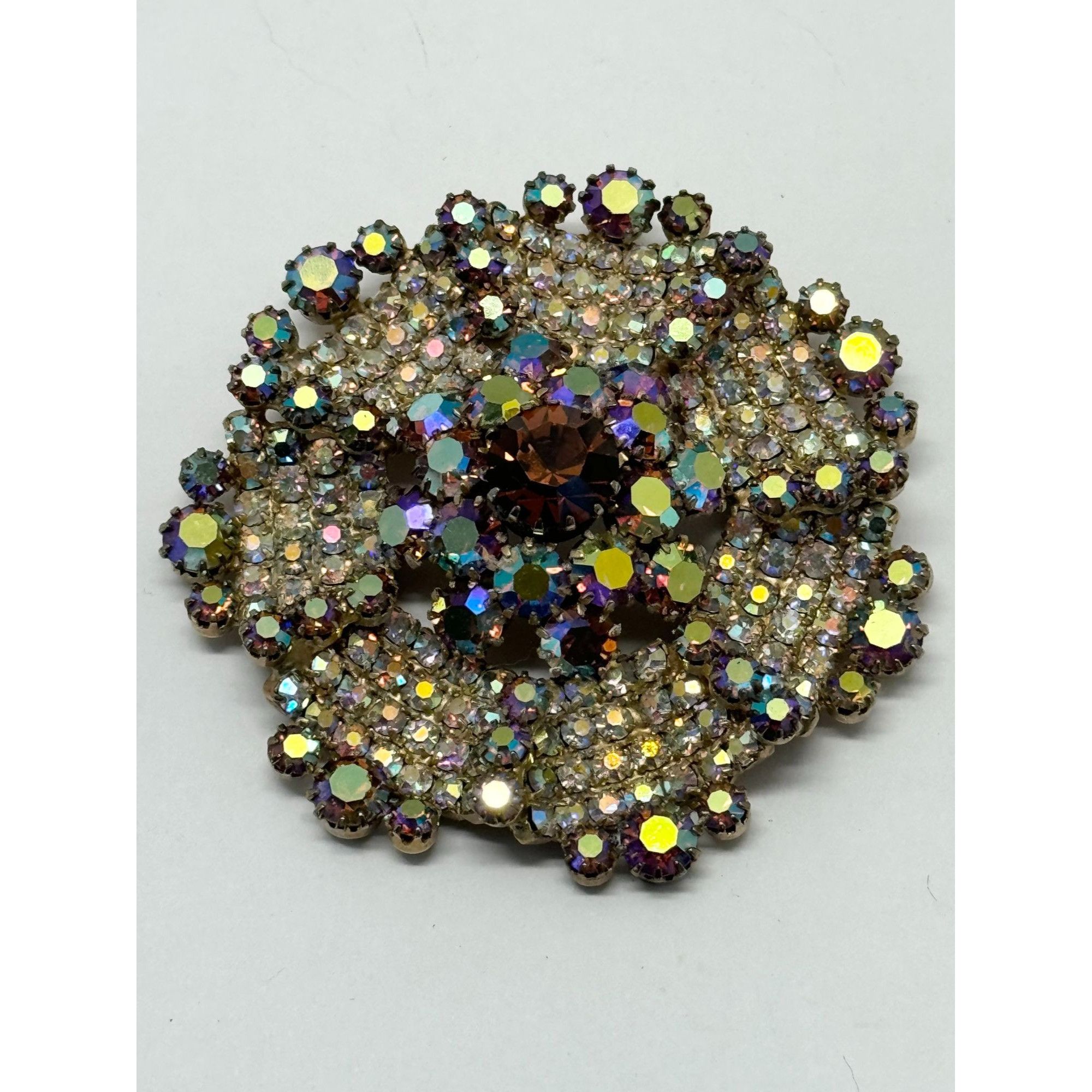 Vintage Antique estate faceted citrine glass brooch pin Size ONE SIZE - 3 Thumbnail