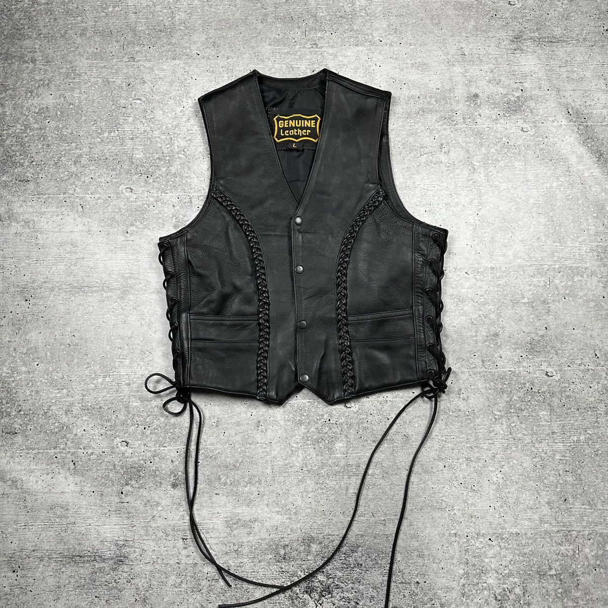 Genuine Leather Vintage Genuine Leather Vest Motorcycle Black Men’s Size 52 Size US L / EU 52-54 / 3 - 1 Thumbnail