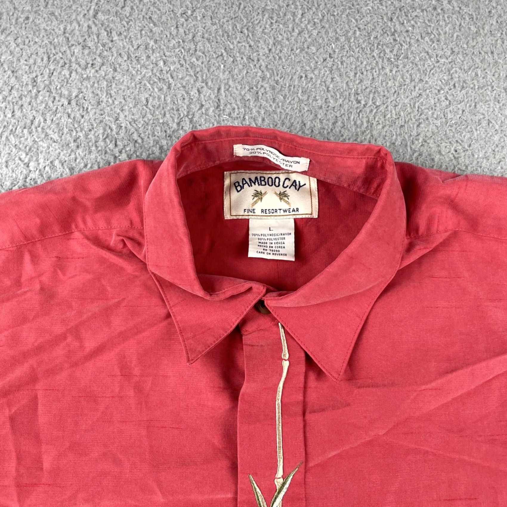 Vintage VINTAGE Bamboo Cay Mens L Button-Up Shirt Short Sleeve Red Rayon Palm Size US L / EU 52-54 / 3 - 2 Thumbnail