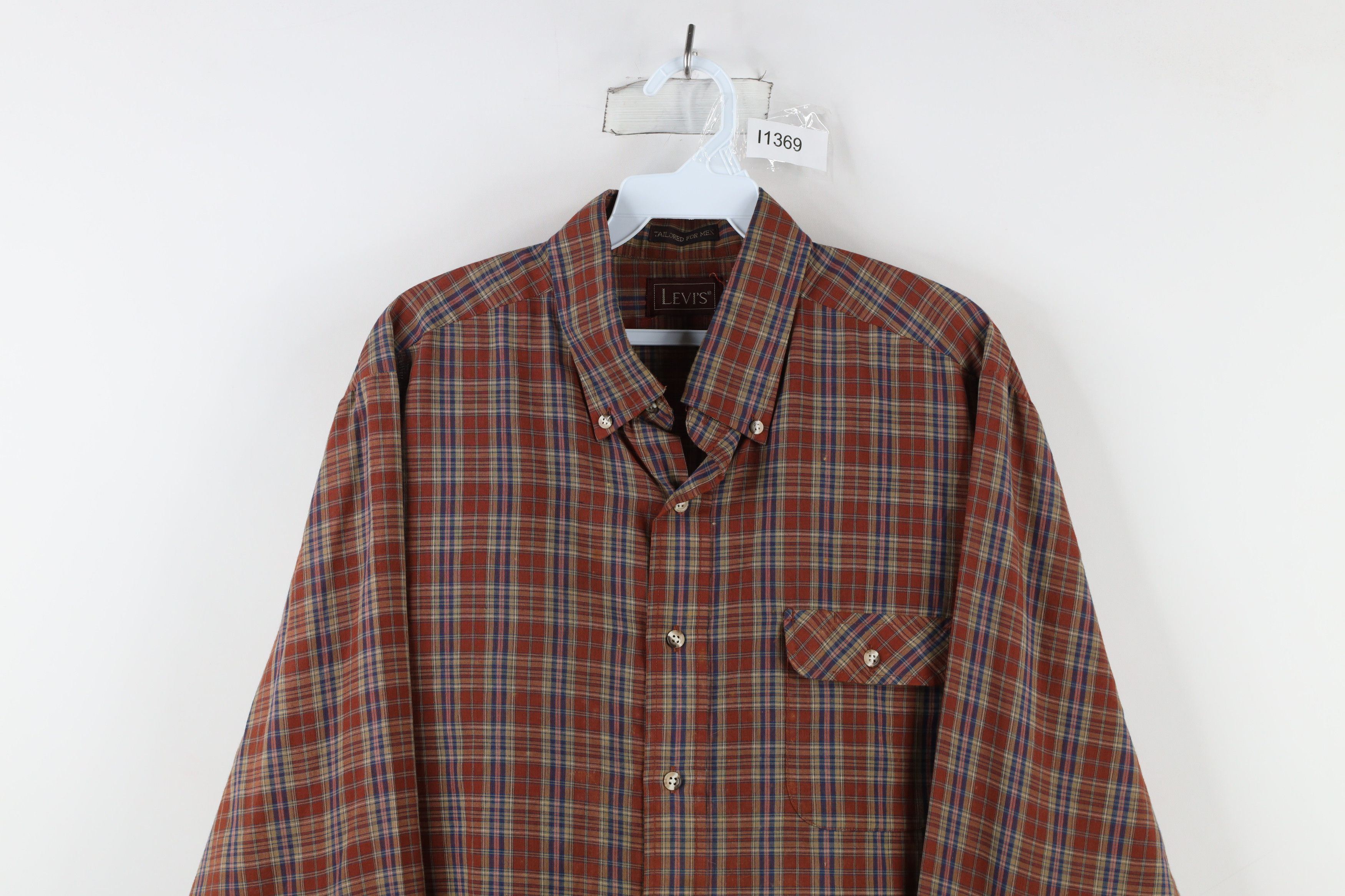 Levi's × Vintage Vintage 80s Levis Fit Collared Button Down Shirt Plaid Size US XL / EU 56 / 4 - 2 Thumbnail