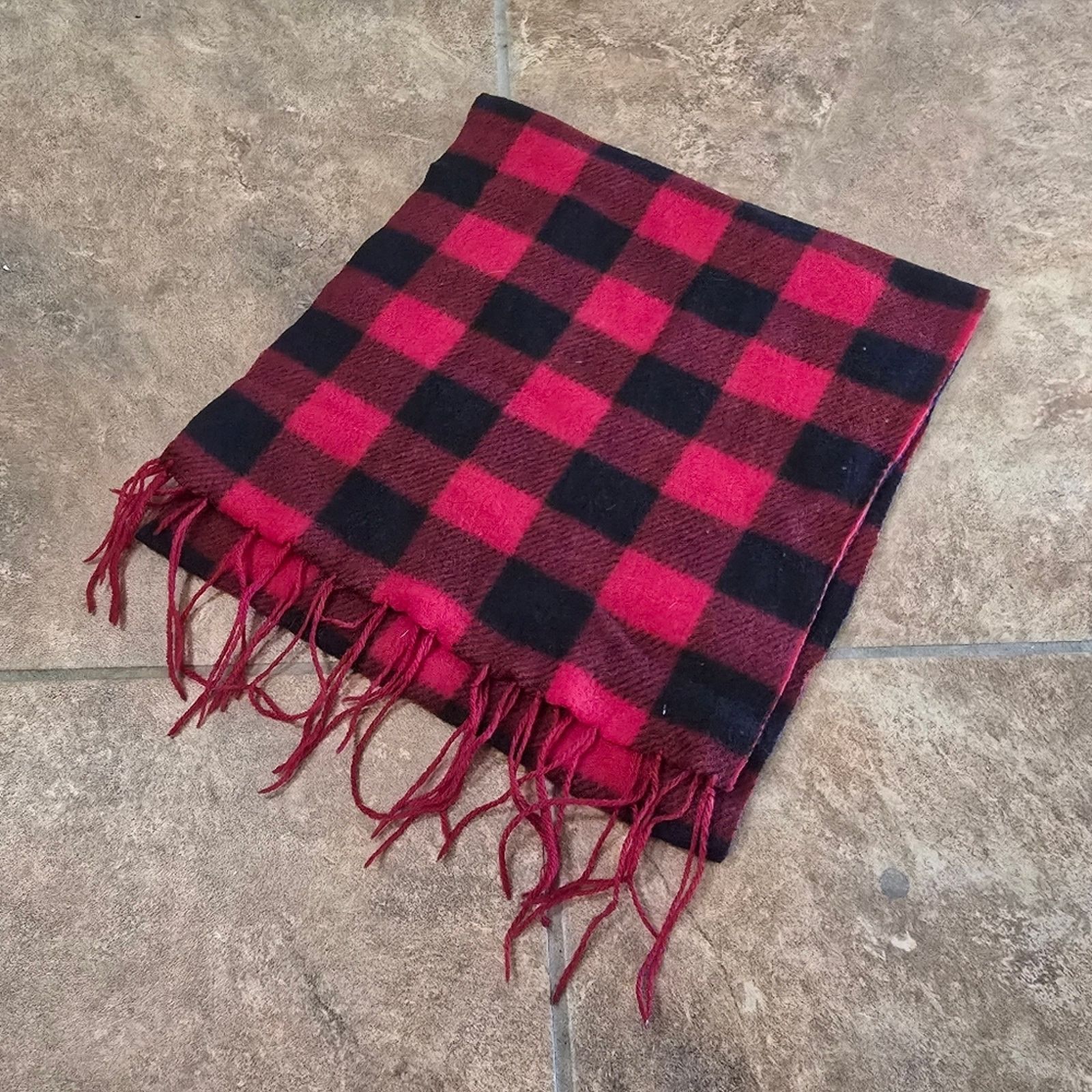 Other Red Black Checkerboard Fringe Scarf Size ONE SIZE - 3 Thumbnail