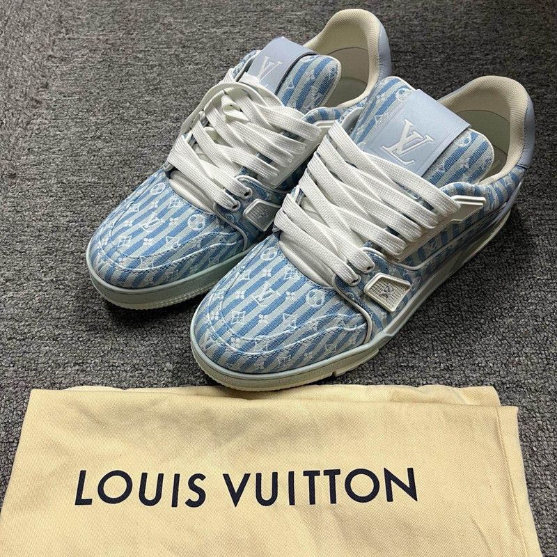 Louis Vuitton Louis Vuitton Blue Trainer Low Top Sneakers 0079 Size US 7.5 / EU 40-41 - 1 Thumbnail