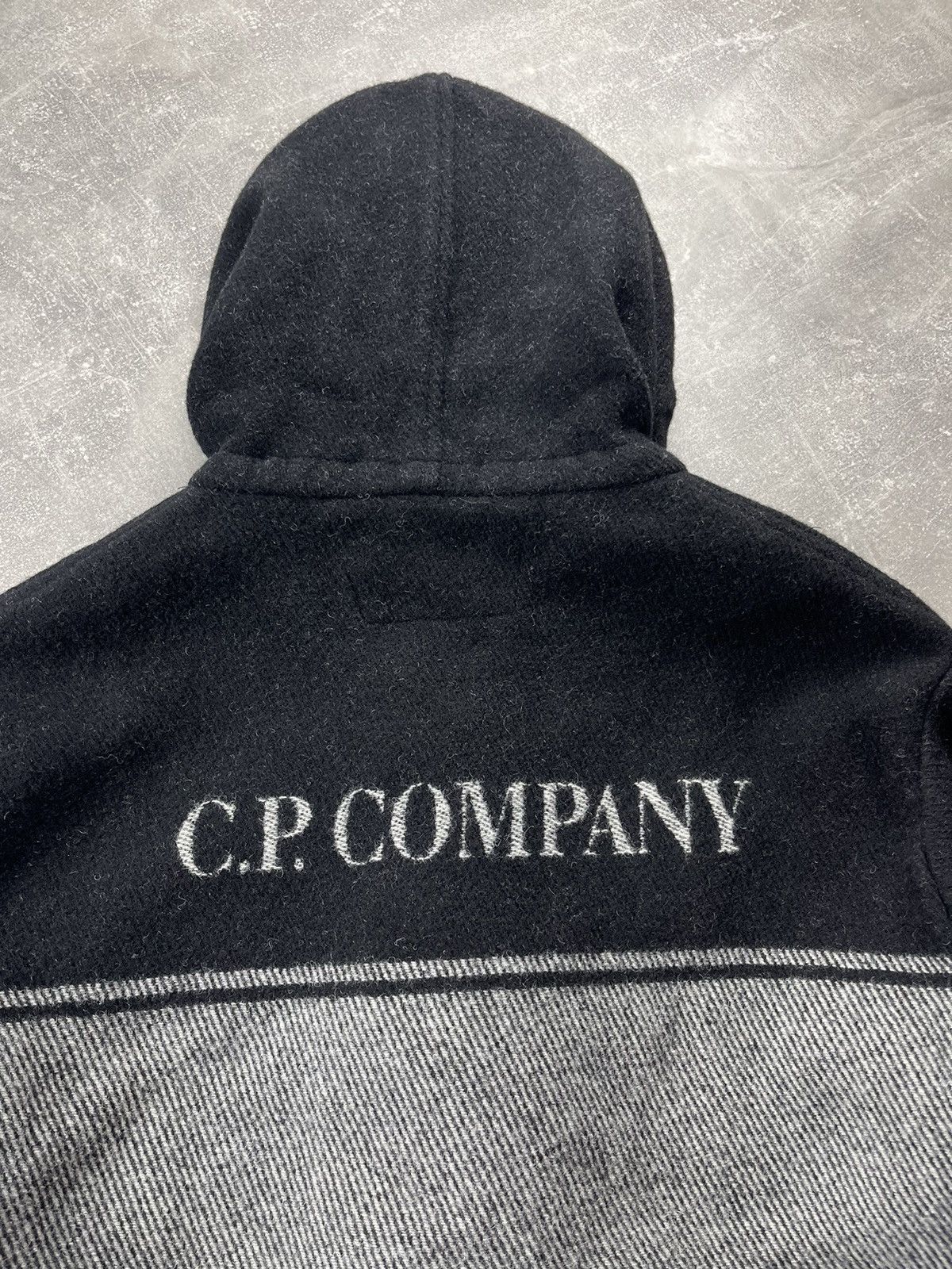 C.P. Company C.P. Company Wool C.P. Duffel Hooded Coat Black Grey Stripe Size US L / EU 52-54 / 3 - 7 Thumbnail