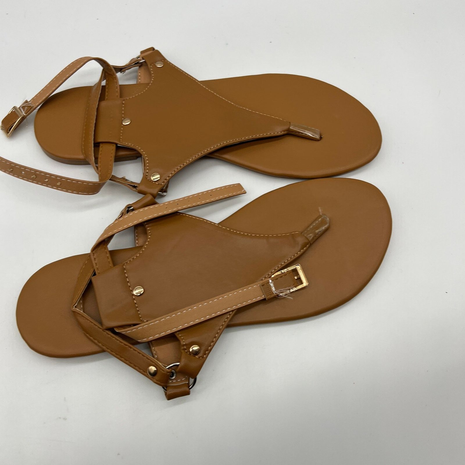 Other Thong Sandals Open Toe Shoes Flat Ankle Buckle Brow Size US 10 / IT 40 - 4 Thumbnail