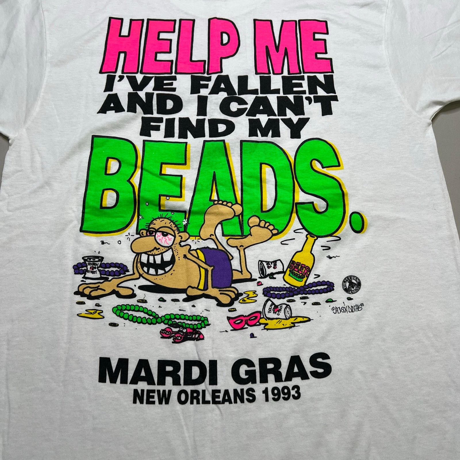 Fruit Of The Loom Vintage 90s Mardi Gras Bead Freak T-Shirt USA Made Sz Large Size US L / EU 52-54 / 3 - 2 Thumbnail