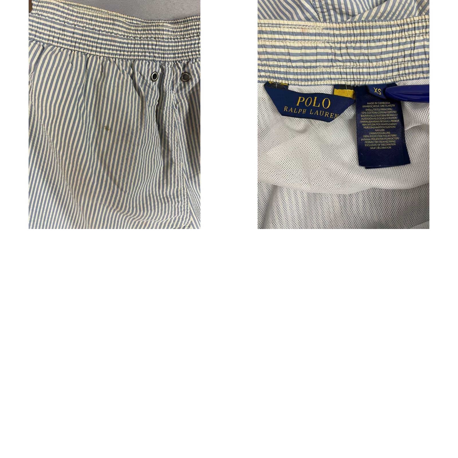 Polo Ralph Lauren Polo Ralph Lauren Mens Mini Shorts XS Blue White Striped Elastic Waist Size US XS / EU 42 / 0 - 8 Thumbnail