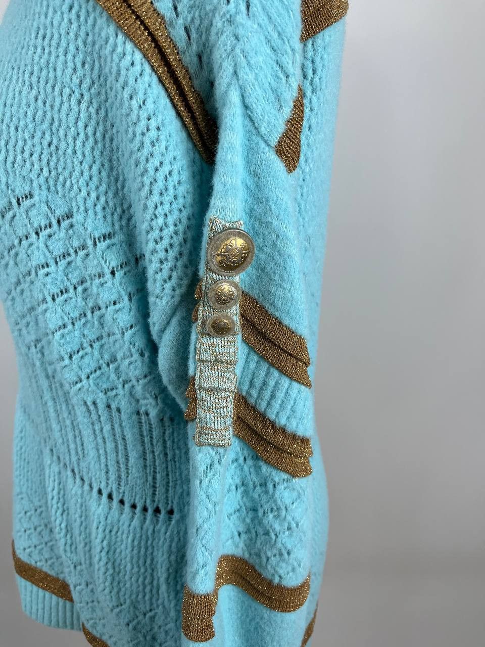 Elisa Cavaletti Elisa Cavaletti Italy Turquoise Knit Sweater Gold Lurex Size S / US 4 / IT 40 - 6 Thumbnail