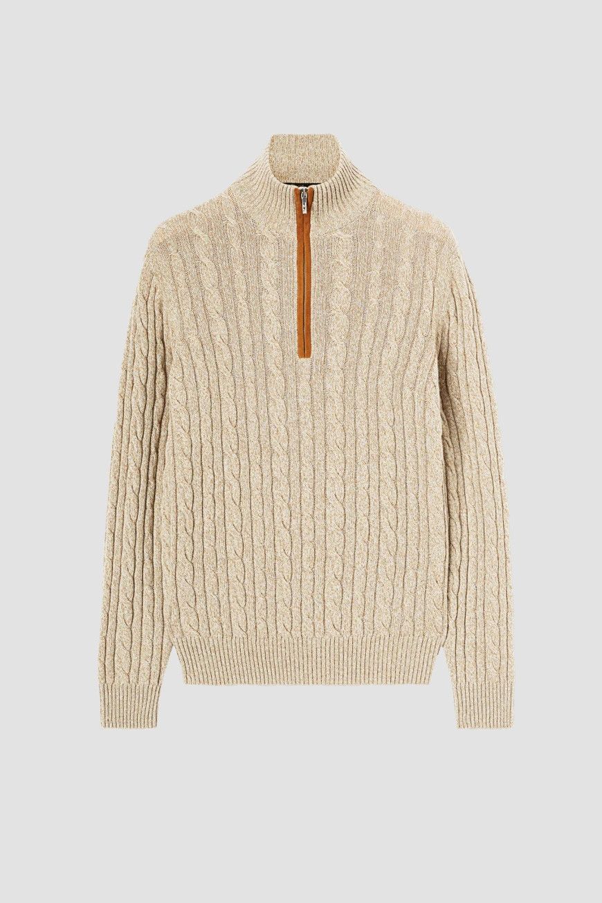 Loro Piana o1srvl11e1224 Baby Cashmere Half Zip Sweater in Light Beige Size US M / EU 48-50 / 2 - 1 Thumbnail