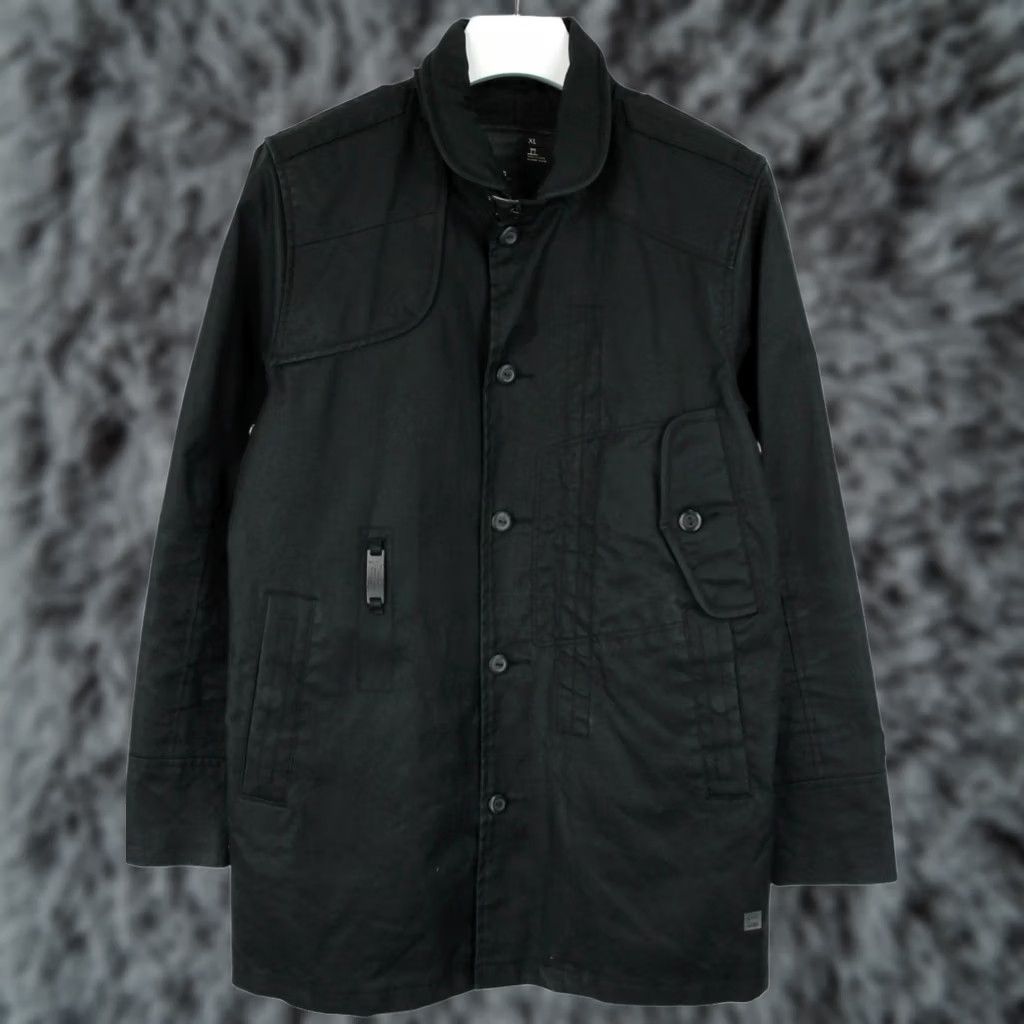 G-Star G-STAR Decoy Garber Trench Jacket Men's XL Button Up Pockets Black (Jacket) Size US XL / EU 56 / 4 - 1 Thumbnail