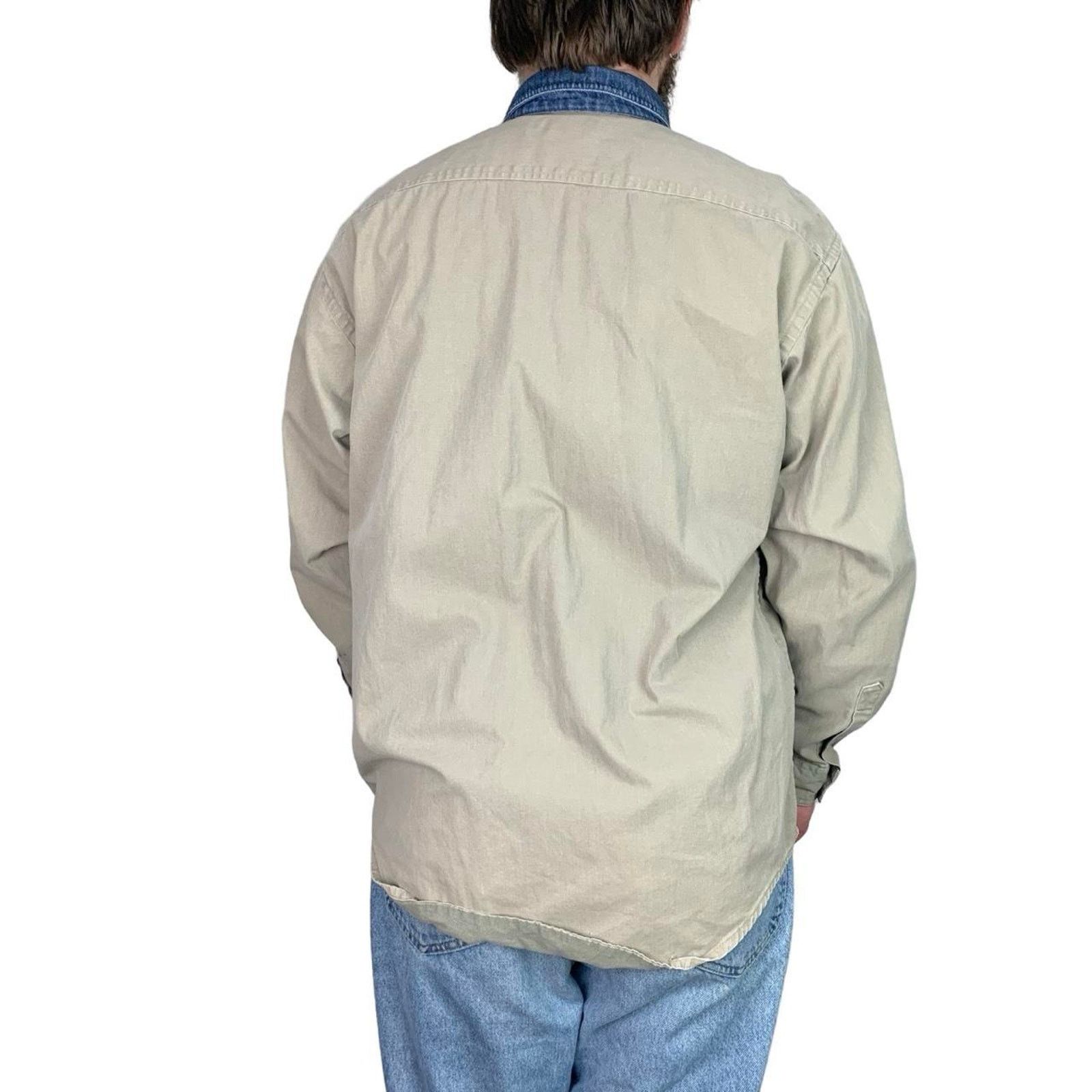 Japanese Brand × Vintage Vintage 90s Western Style Button Up with Denim Collar Size US L / EU 52-54 / 3 - 4 Thumbnail