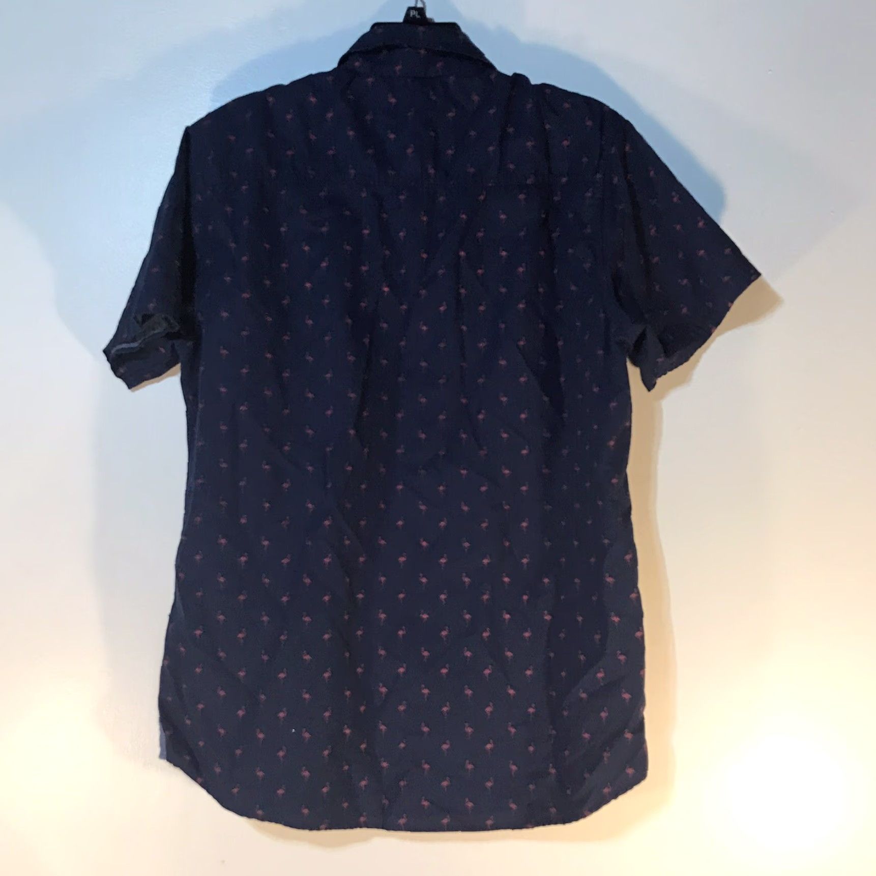 Vintage VINTAGE Free Planet Navy Mens Button-Up Shirt Short Sleeve Camiseta Flamingos 90s Summer Casual Size US L / EU 52-54 / 3 - 3 Thumbnail