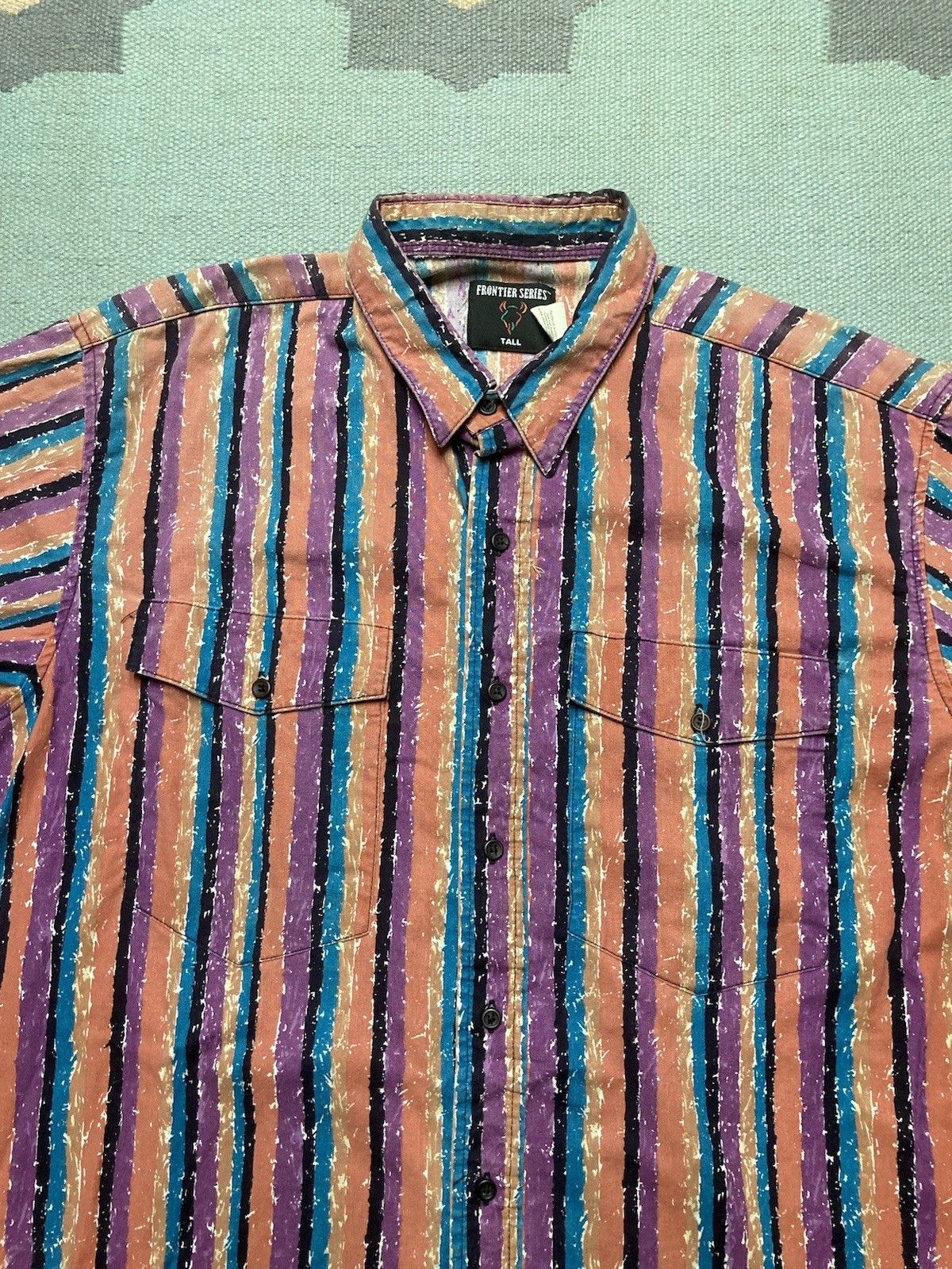 Vintage Vtg shirt frontier wrangler western cowboy striped XL tall Size US XL / EU 56 / 4 - 2 Thumbnail