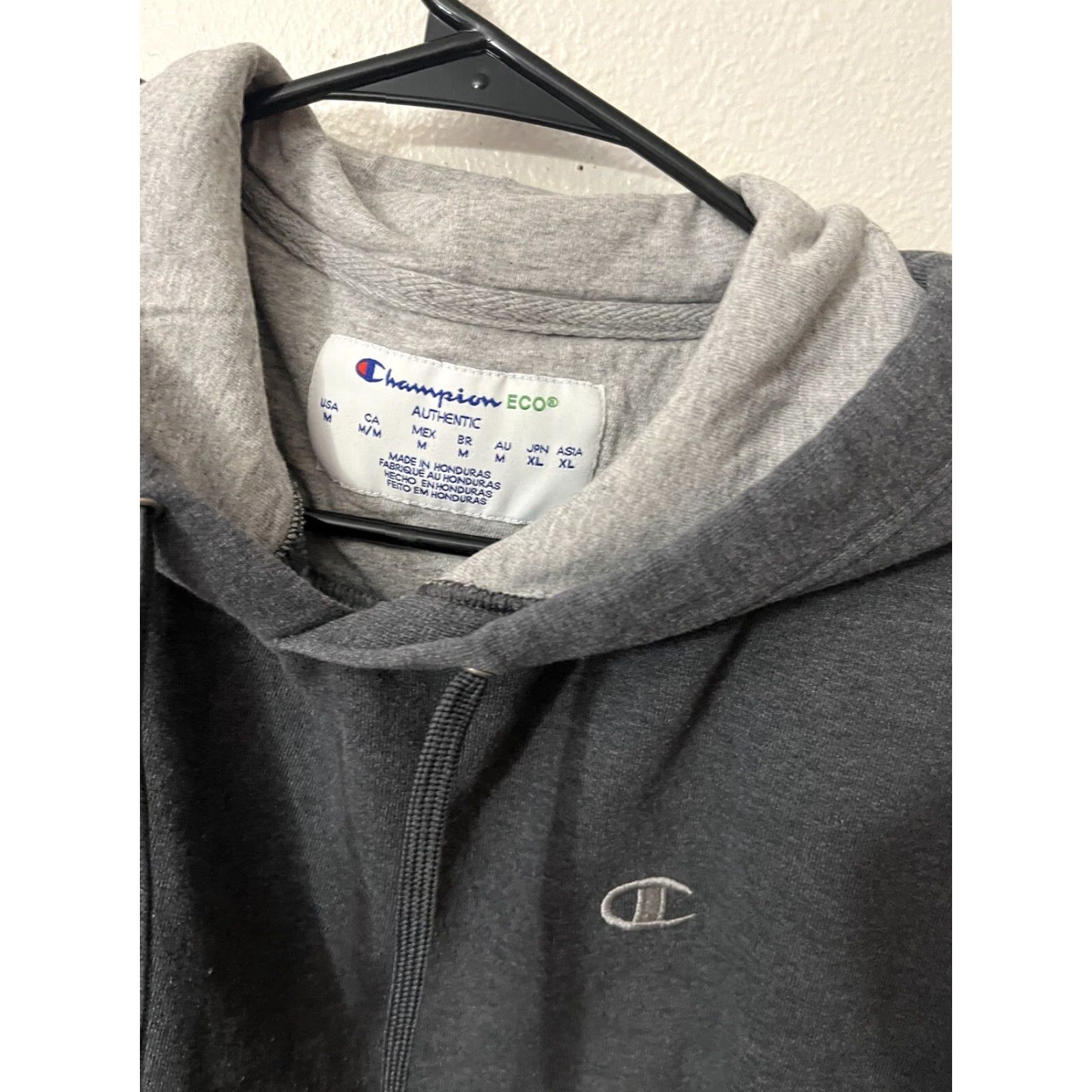 Champion Champion Powerblend Hoodie Men M Gray Solid Fleece Hooded Pullover Crew Neck Pouch Logo Gym Training Mens Size US M / EU 48-50 / 2 - 2 Thumbnail
