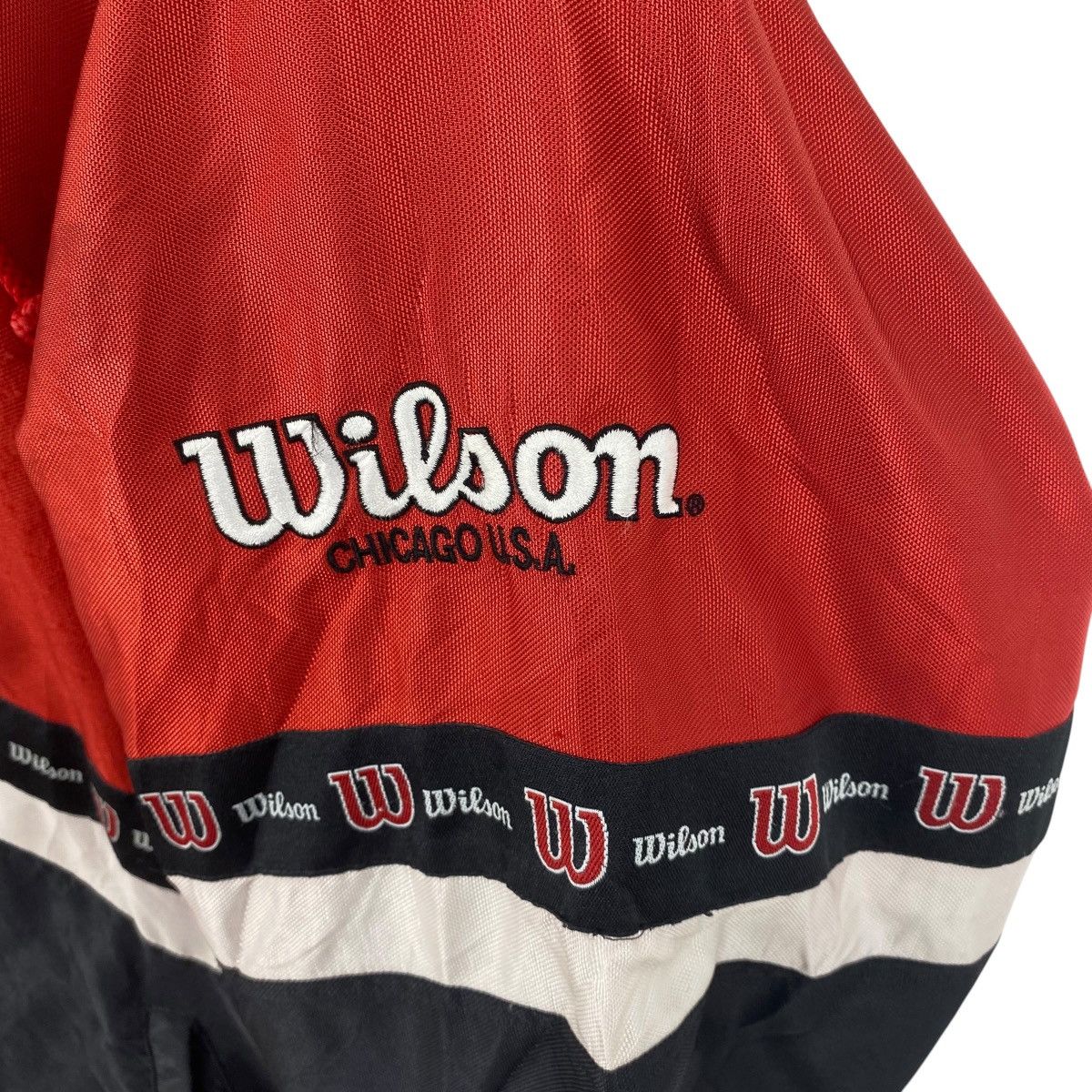 Vintage Vintage WILSON Hooded Windbreaker Jacket Big Logo Spell Size US XL / EU 56 / 4 - 7 Thumbnail