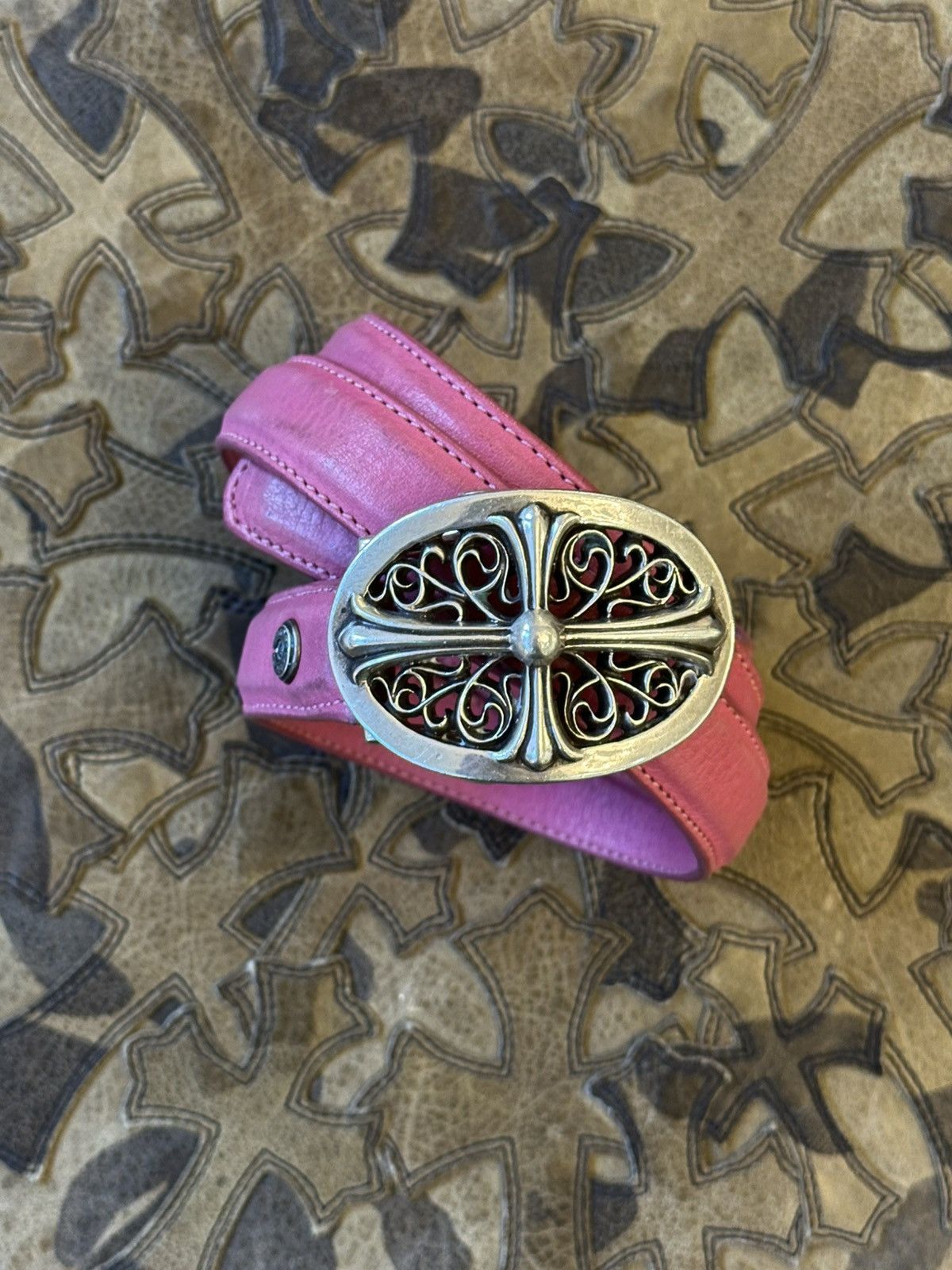 Chrome Hearts CHROME HEARTS MINI PINK OVAL BELT SZ 30 Size 30 - 1 Thumbnail