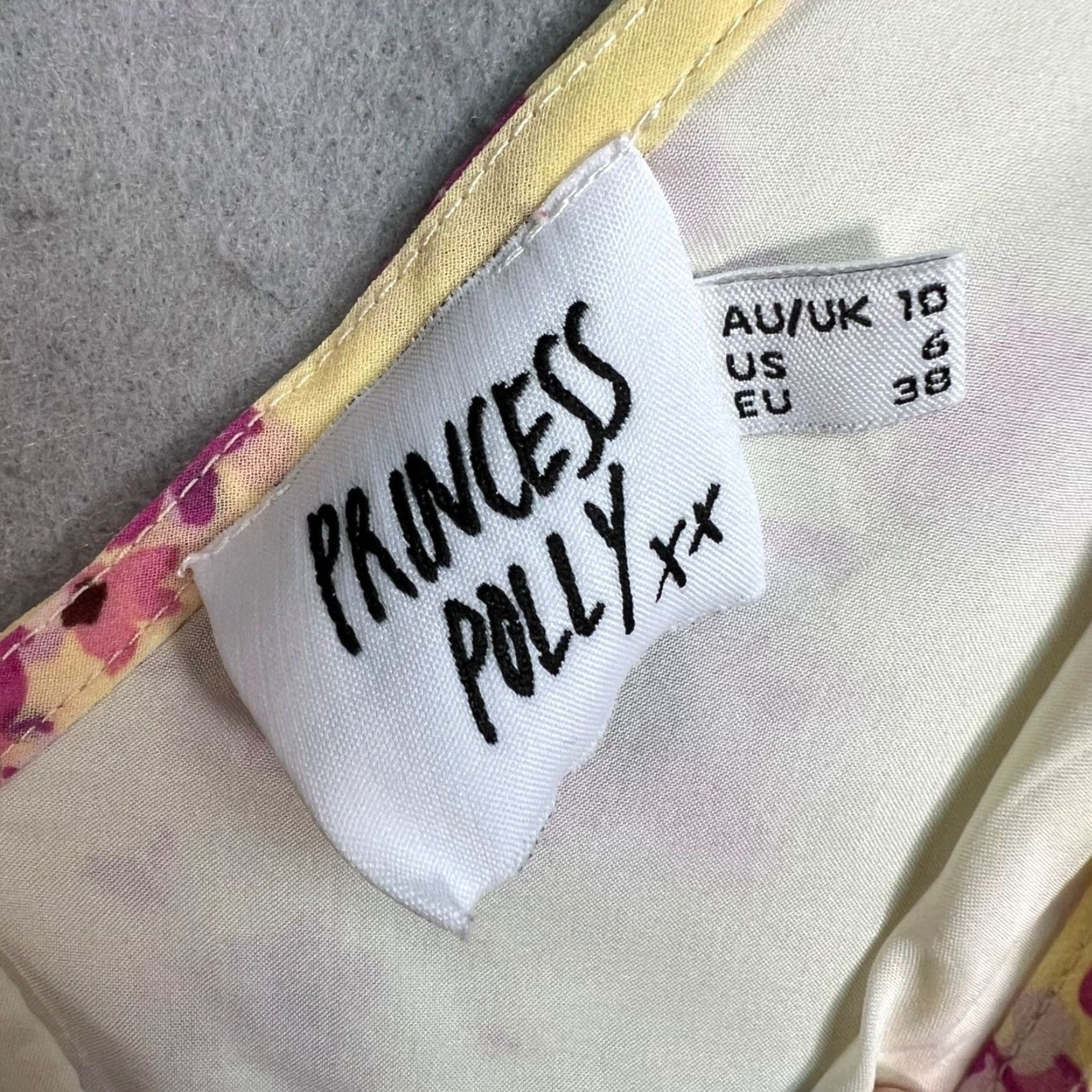PRINCESS POLLY VINTAGE Princess Polly Womens Yellow Floral Sleeveless V-Neck Tie-Back Mini Dress Size M / US 6-8 / IT 42-44 - 3 Thumbnail