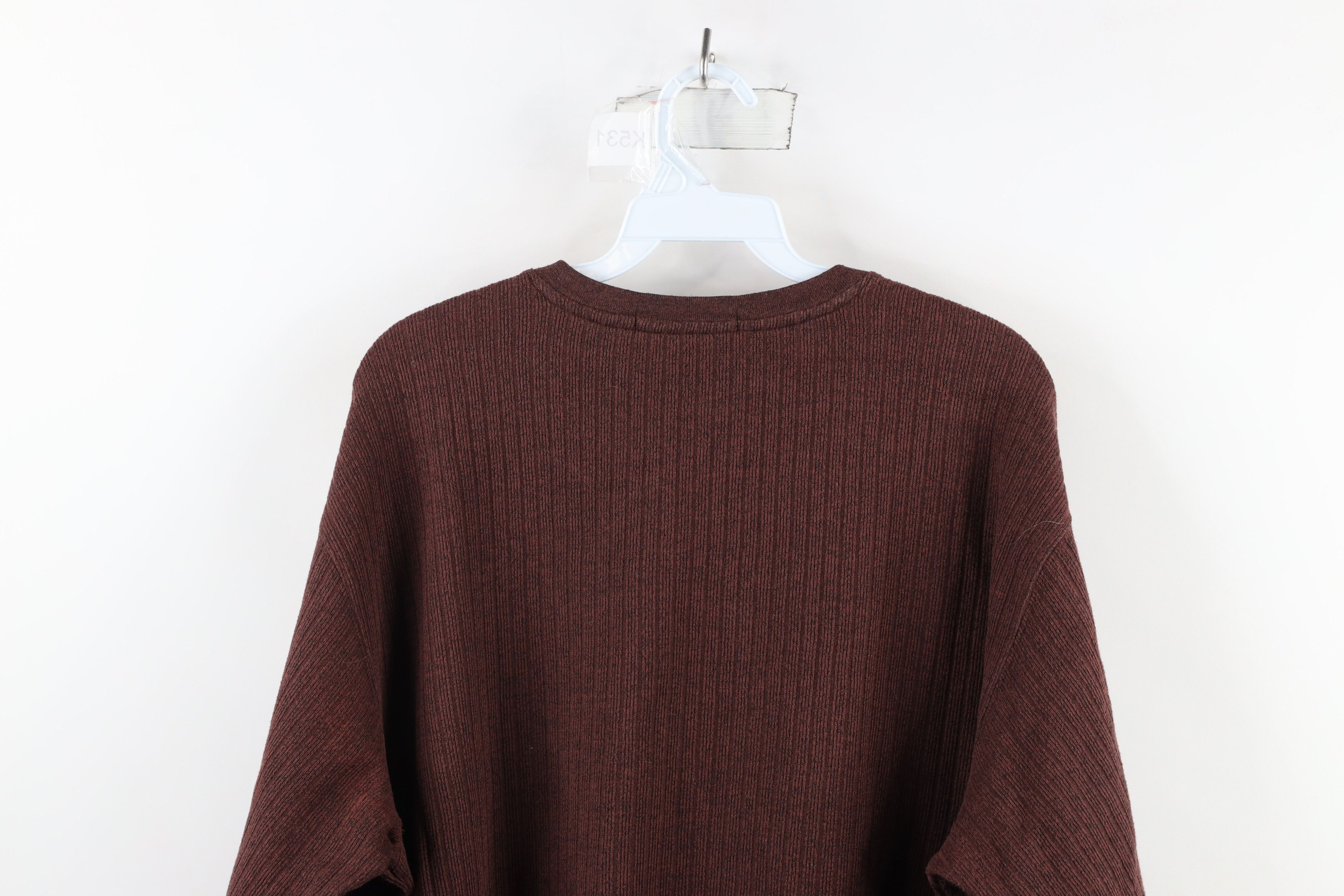 Vintage Vintage 90s Streetwear Ribbed Knit Long Sleeve T-Shirt Red Size US L / EU 52-54 / 3 - 12 Thumbnail