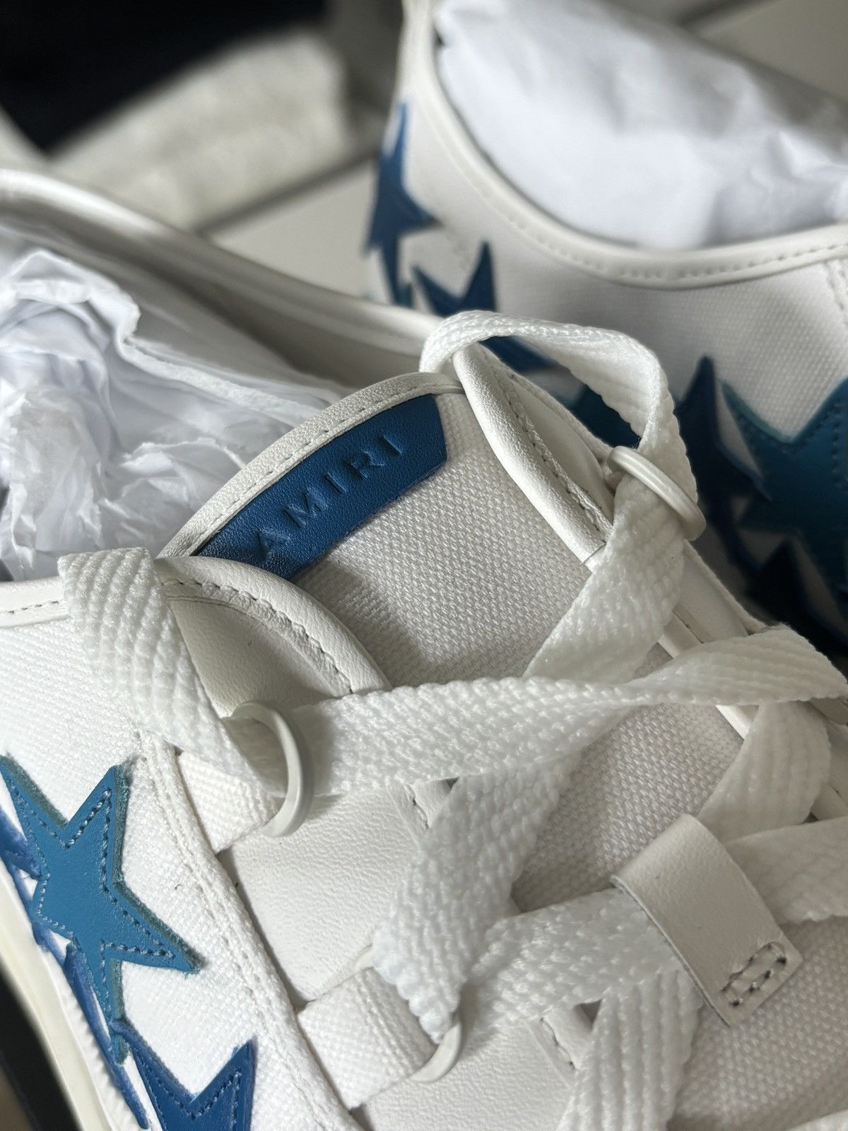 Amiri AMIRI | STAR PATCH LEATHER BLUE SNEAKER LOGO Size US 14 / EU 47 - 10 Thumbnail