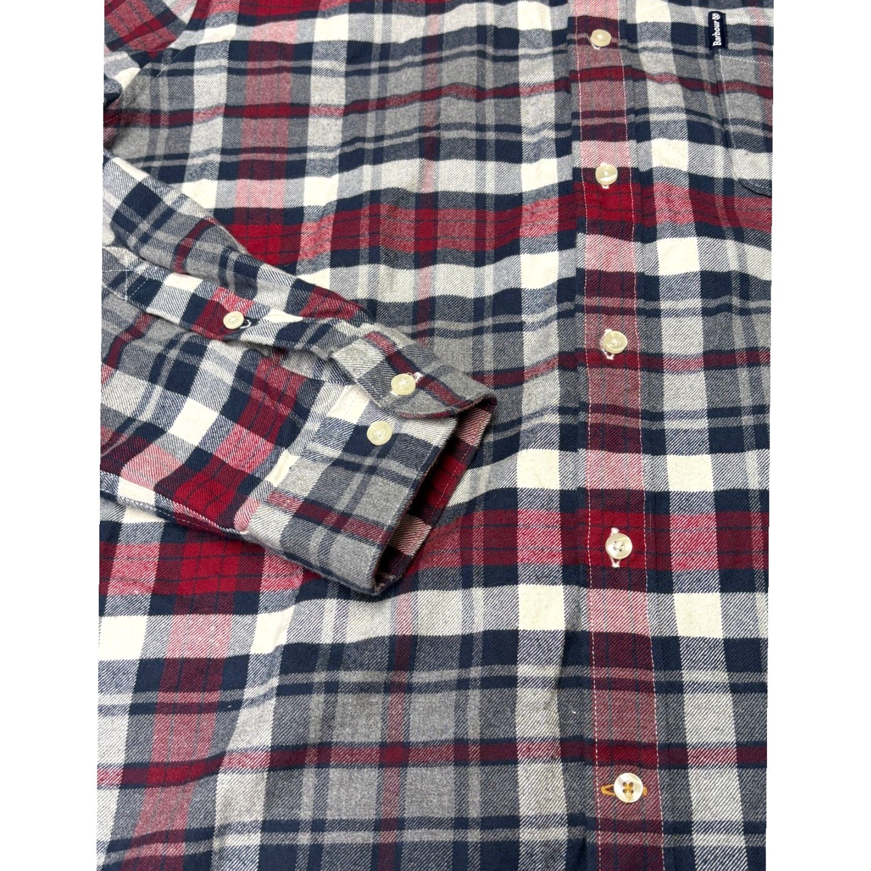 Barbour Barbour Highland Check Tailored Fit Flannel Shirt Mens XL Red Navy Plaid Cotton Shirt Button-Up Casual Workwear Size US XL / EU 56 / 4 - 3 Thumbnail