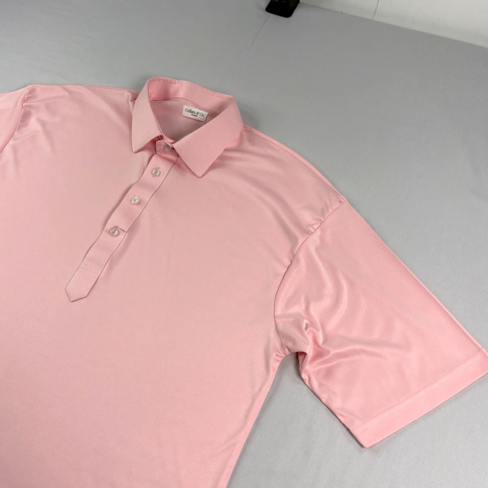 CO Collars & Co Shirt Polo Men 2XL Pink Short Sleeve Collared Golf Performance Stretch VINTAGE? Size US XXL / EU 58 / 5 - 3 Thumbnail