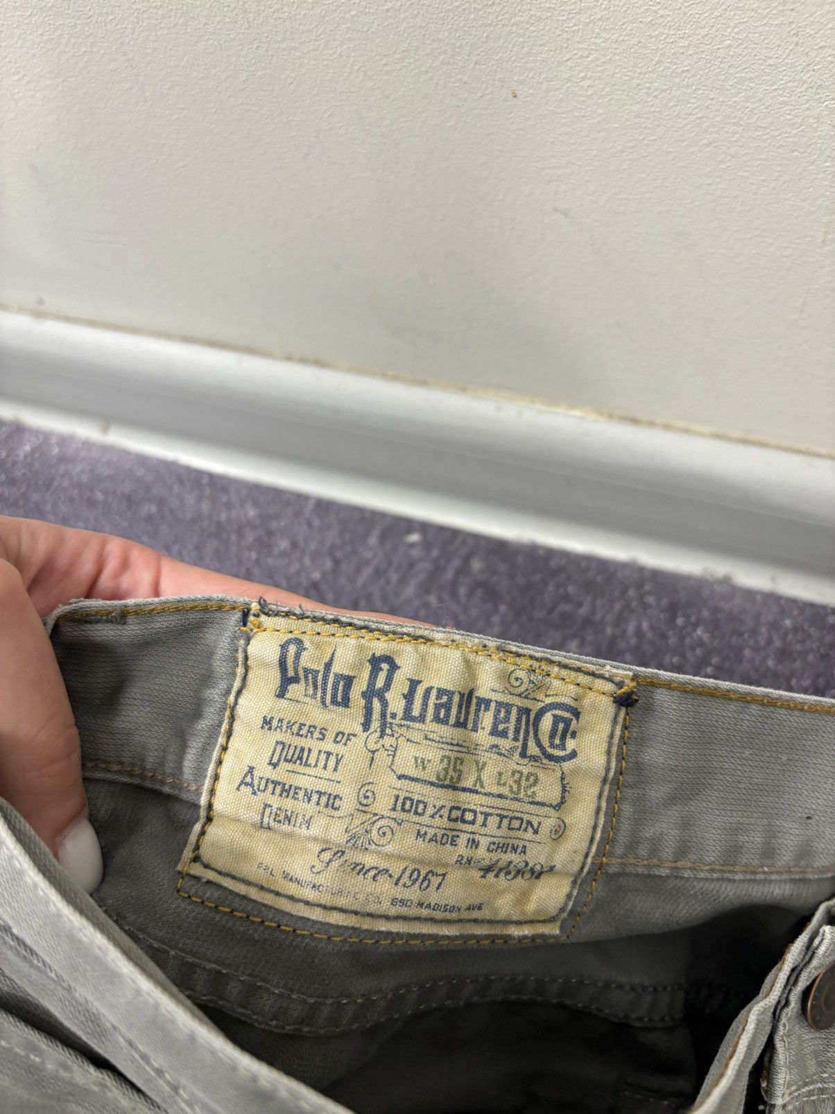Polo Ralph Lauren Polo Ralph Lauren Men’s Gray Luxury Baggy Pants Jeans Size US 35 - 19 Thumbnail
