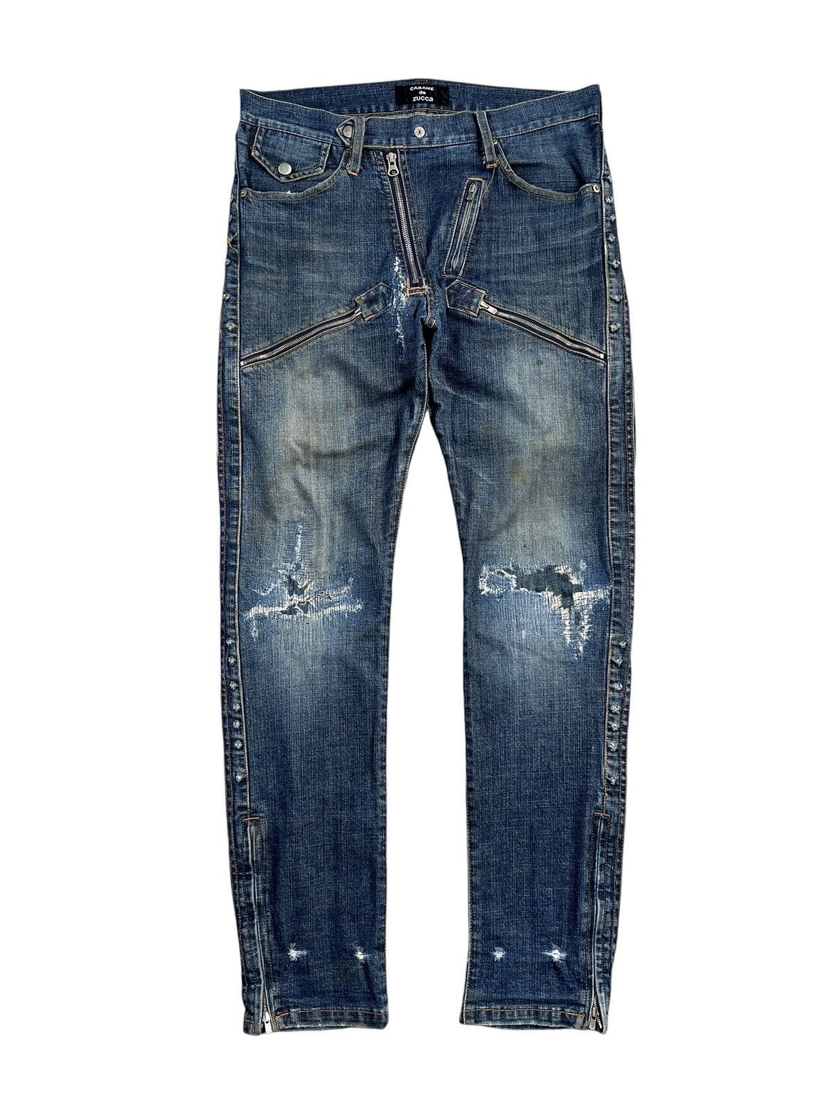 CABANE de ZUCCa × Issey Miyake × Zucca 1990 Cabane de Zucca Zipper Distressed Denim Size US 33 - 1 Thumbnail