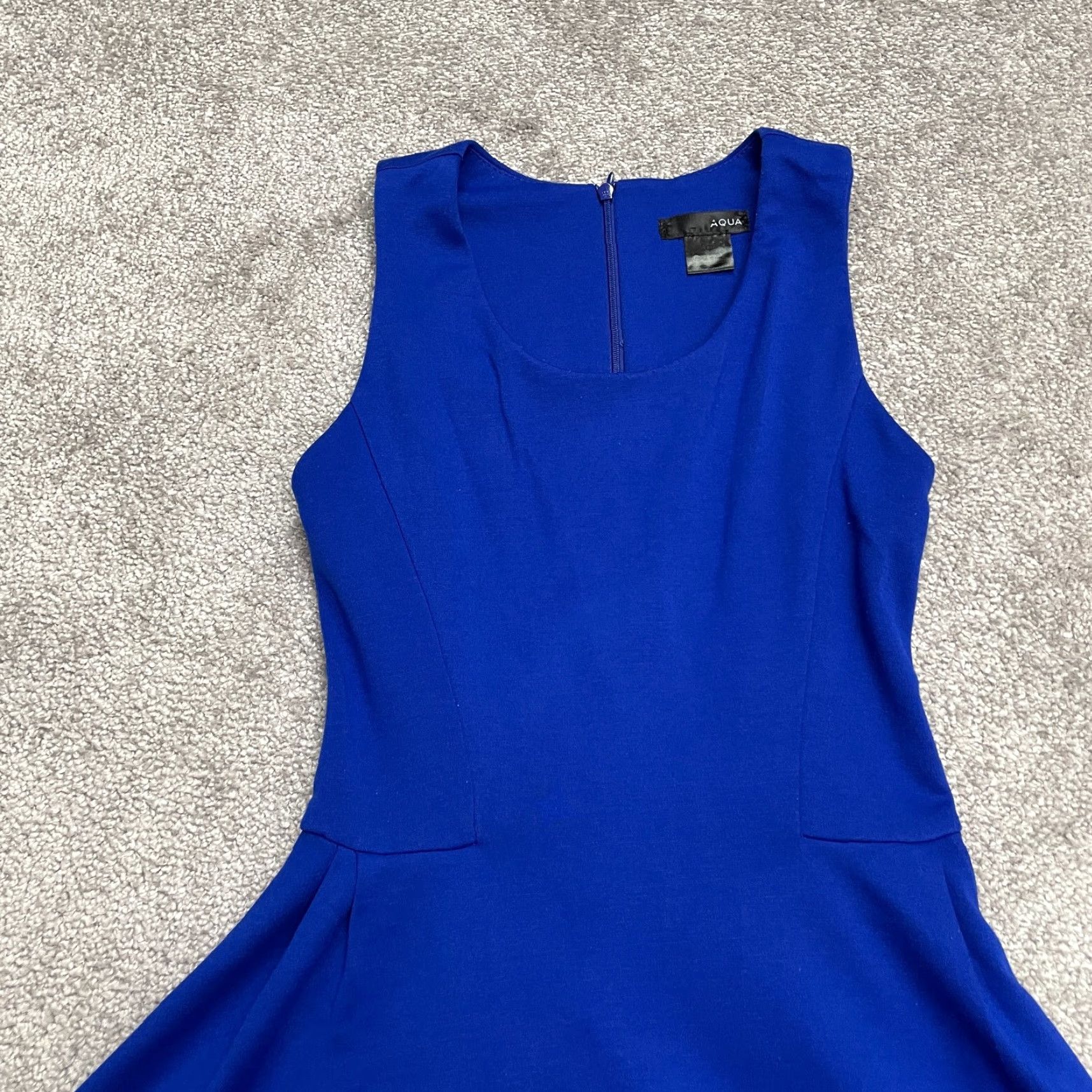 AQUA Aqua Dress Womens Small Blue Knit Sleeveless Round Neck Midi A-Line Zip Logo Size S / US 4 / IT 40 - 3 Thumbnail