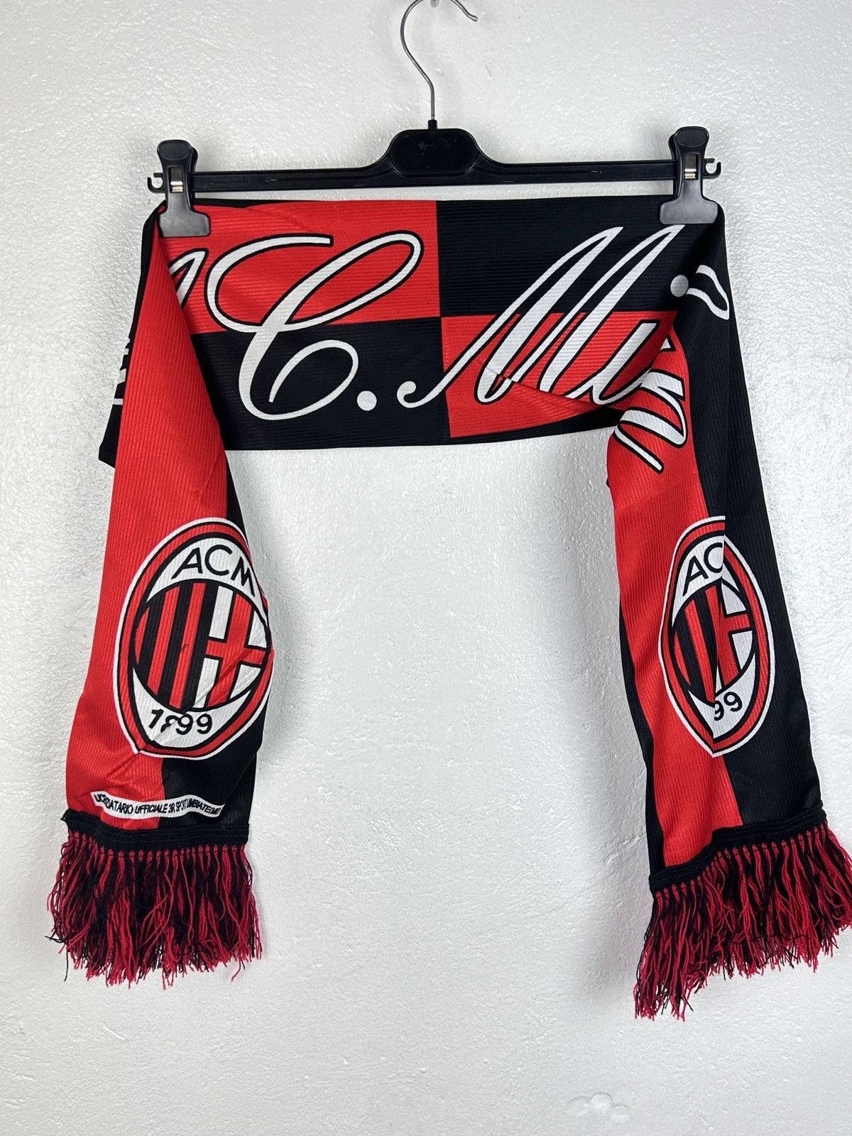 Vintage 90s Vintage AC Milan Polyester 3R Sport Scarf Size ONE SIZE - 1 Thumbnail
