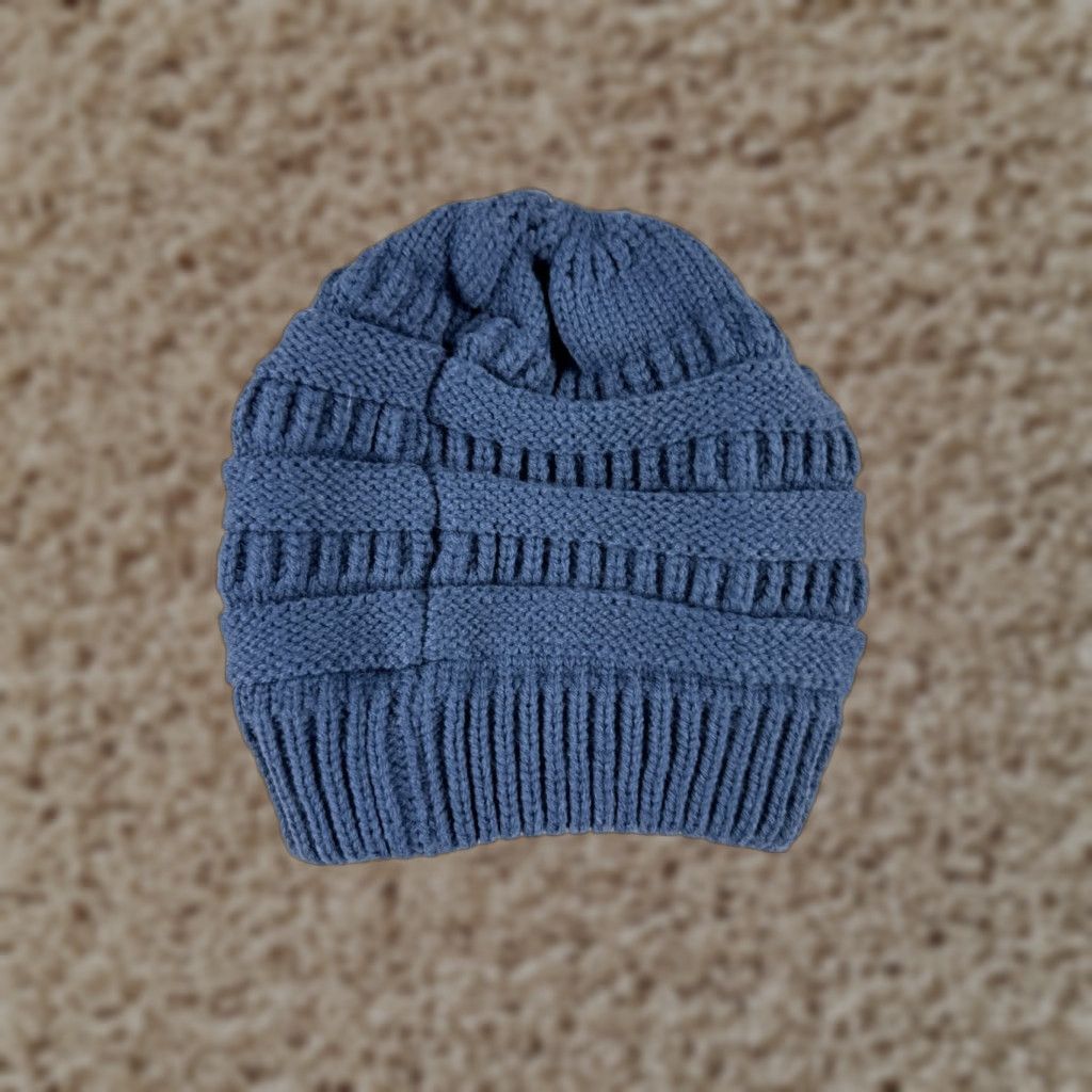 Vintage CC Beanie Womens One Size Blue Acrylic Solid Ski Embroidered Logo Adjustable Lined Size ONE SIZE - 1 Thumbnail
