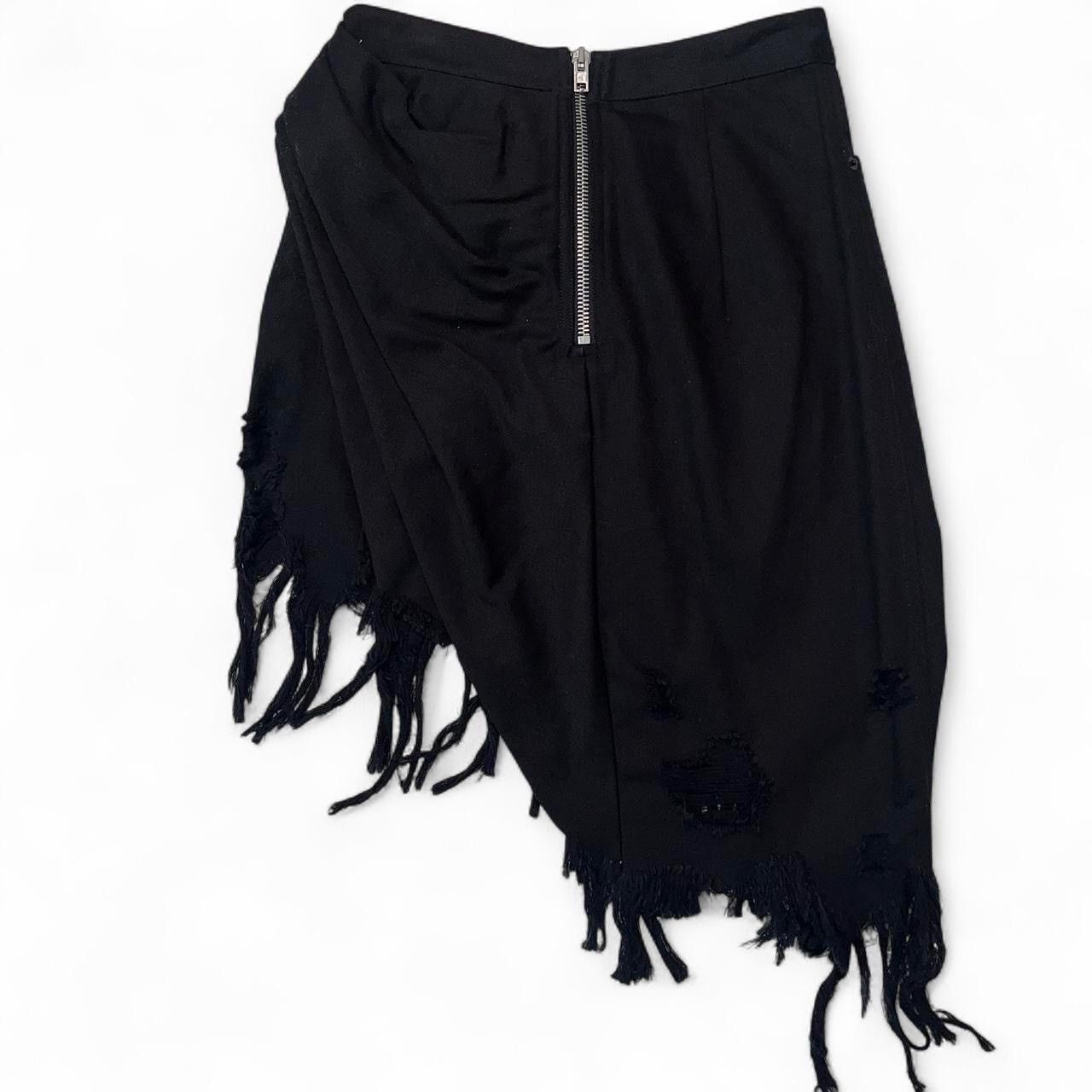 Alexander Wang FRAYED ASYMMETRIC WRAP-EFFECT DENIM MINI SKIRT Size 26" / US 2 / IT 38 - 2 Thumbnail