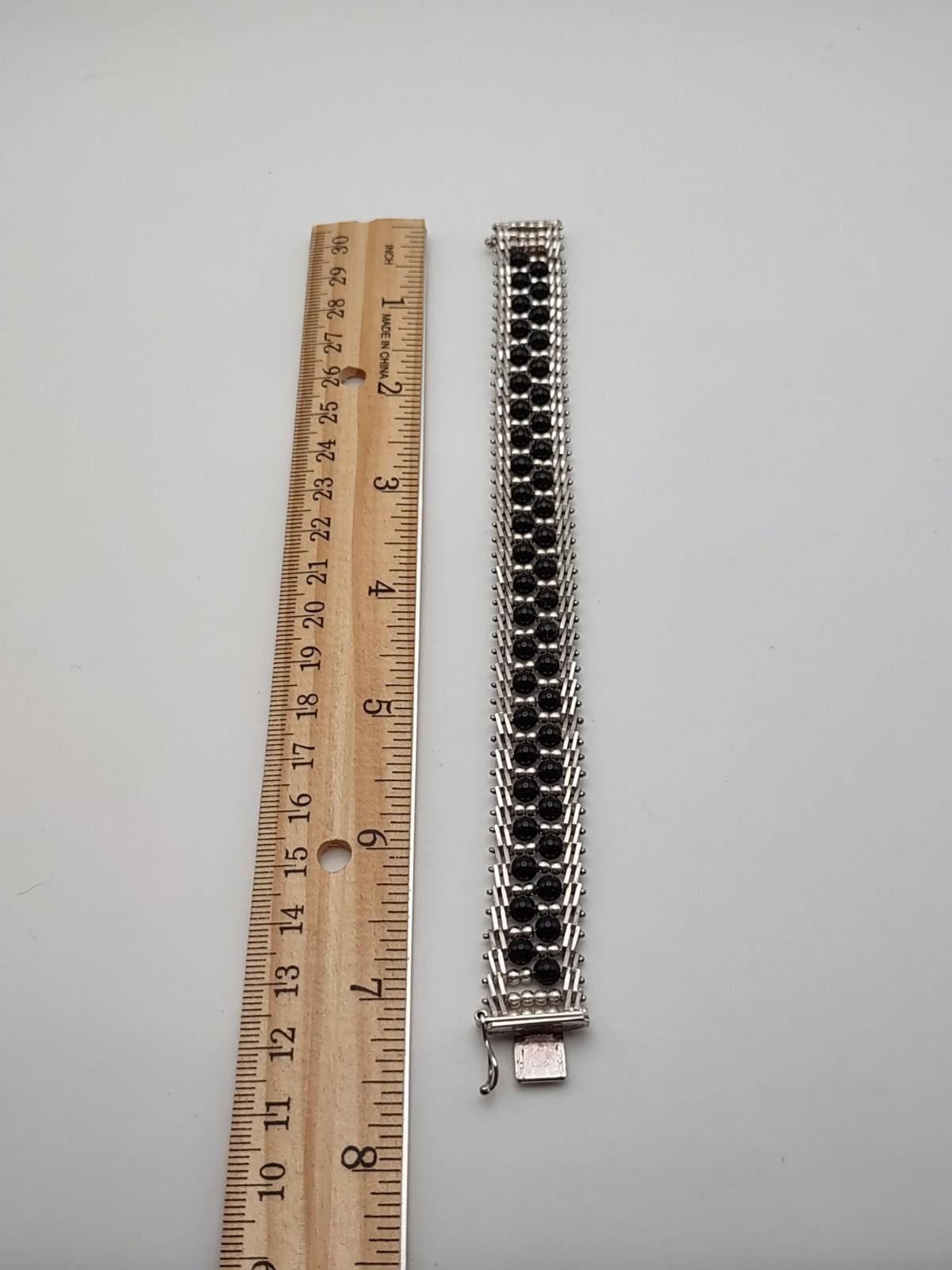 Midorikawa Milor Italy Sterling Silver Black Bead Bracelet 925 7.25” Size ONE SIZE - 3 Thumbnail