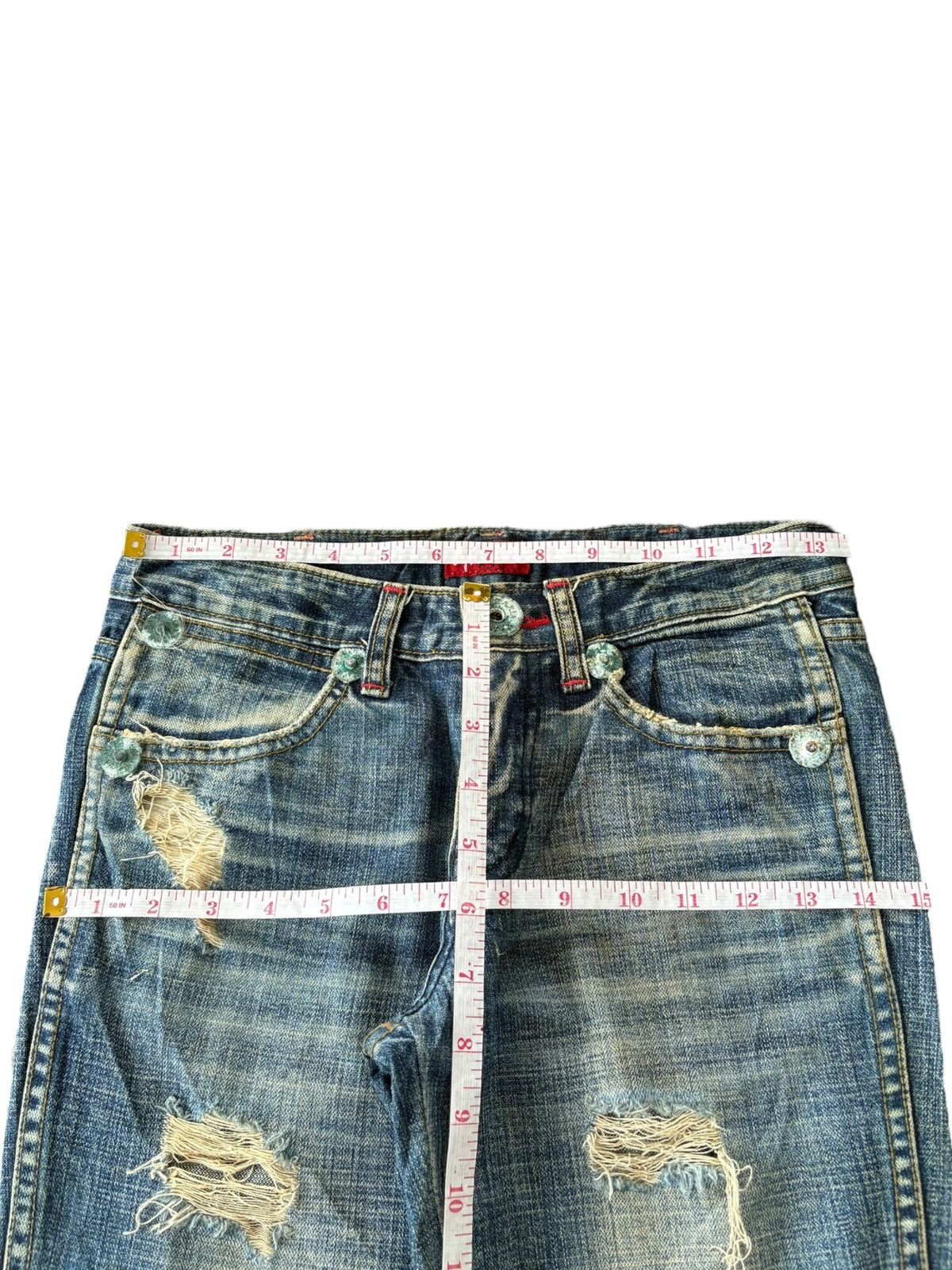 Hysteric Glamour Vintage Maraxia Grunge Heavy Distress Low Rise Flare Jeans Size 27" / US 4 / IT 40 - 6 Thumbnail