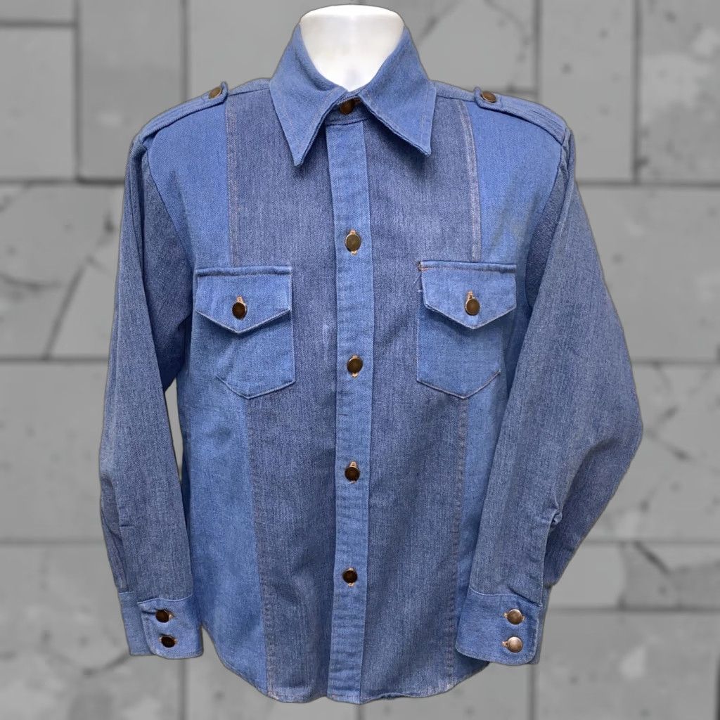 Vintage Big Yank Shirt Men Blue Polyester Blend Long Sleeve Button Front Size M Size US M / EU 48-50 / 2 - 1 Thumbnail