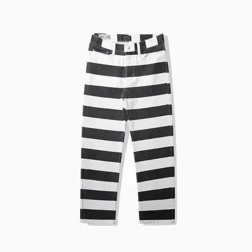 Jean Striped Thick Denim Pants Durable Size US 36 / EU 52 - 1 Thumbnail