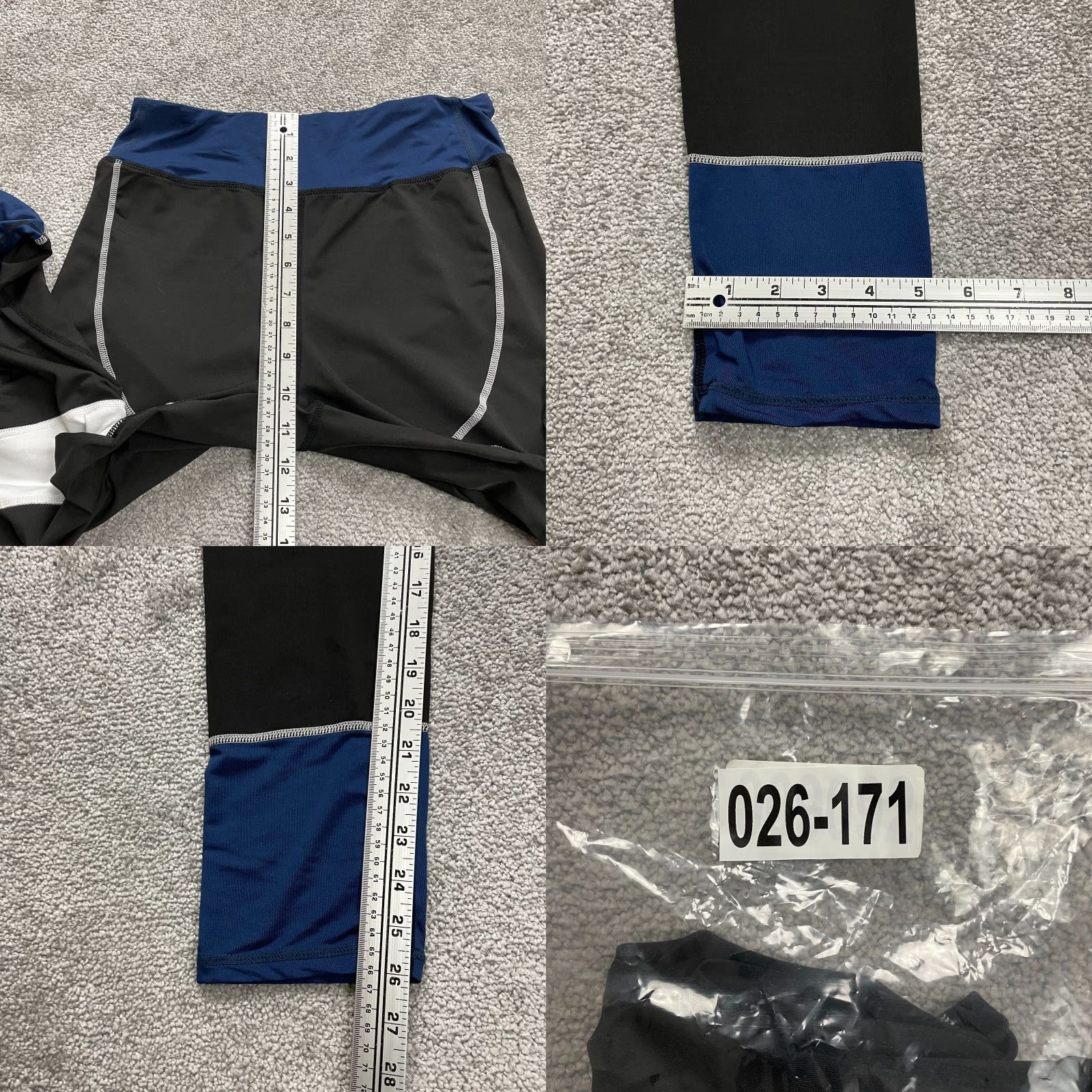 Shein VINTAGE Shein Active Compression Leggings Womens Large Black White Blue Striped 26x26 Size 36" / US 14 / IT 50 - 8 Thumbnail
