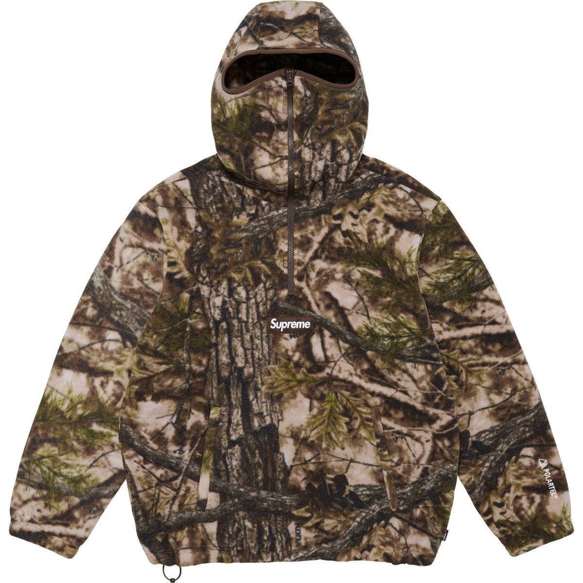 POLARTEC® FACE MASK HALF ZIP HOODED SWEATSHIRT Camo Size XL